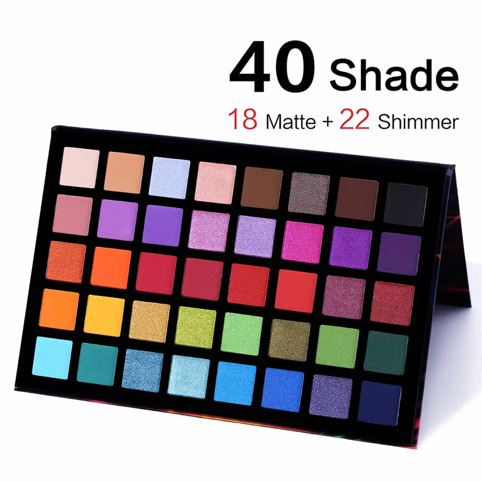 UCANBE Paleta cieni do powiek Spotlight z 40 kolorami i 15 pędzli – Paleta cieni do powiek matowych i błyszczących – Paleta makijażu z wysoką nasyceniem barwności, idealna do makijażu urlopowego i cod