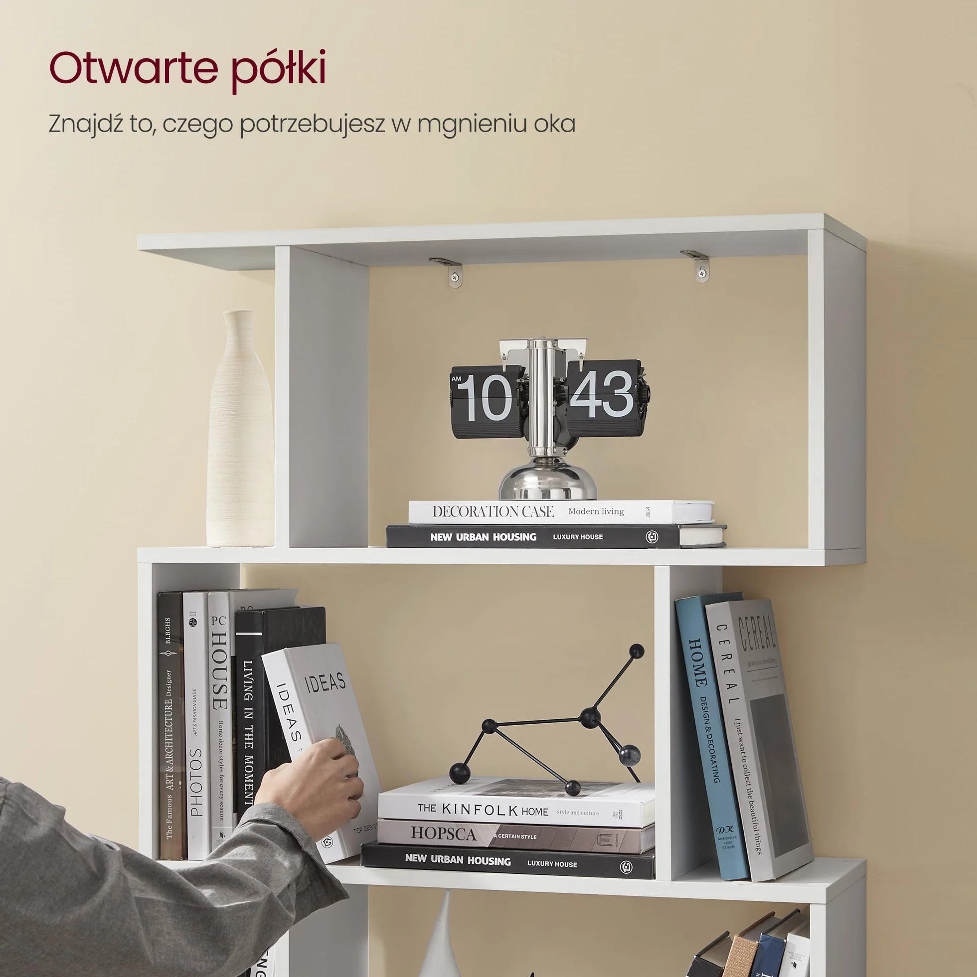VASAGLE Regał na książki, 6-poziomowy regał na książki, 24 x 70 x 191,6 cm, ścianka działowa, regał ekspozycyjny, wolnostojąca, nowoczesny styl, do salonu, sypialni, biura, LBC61WT biały matowy