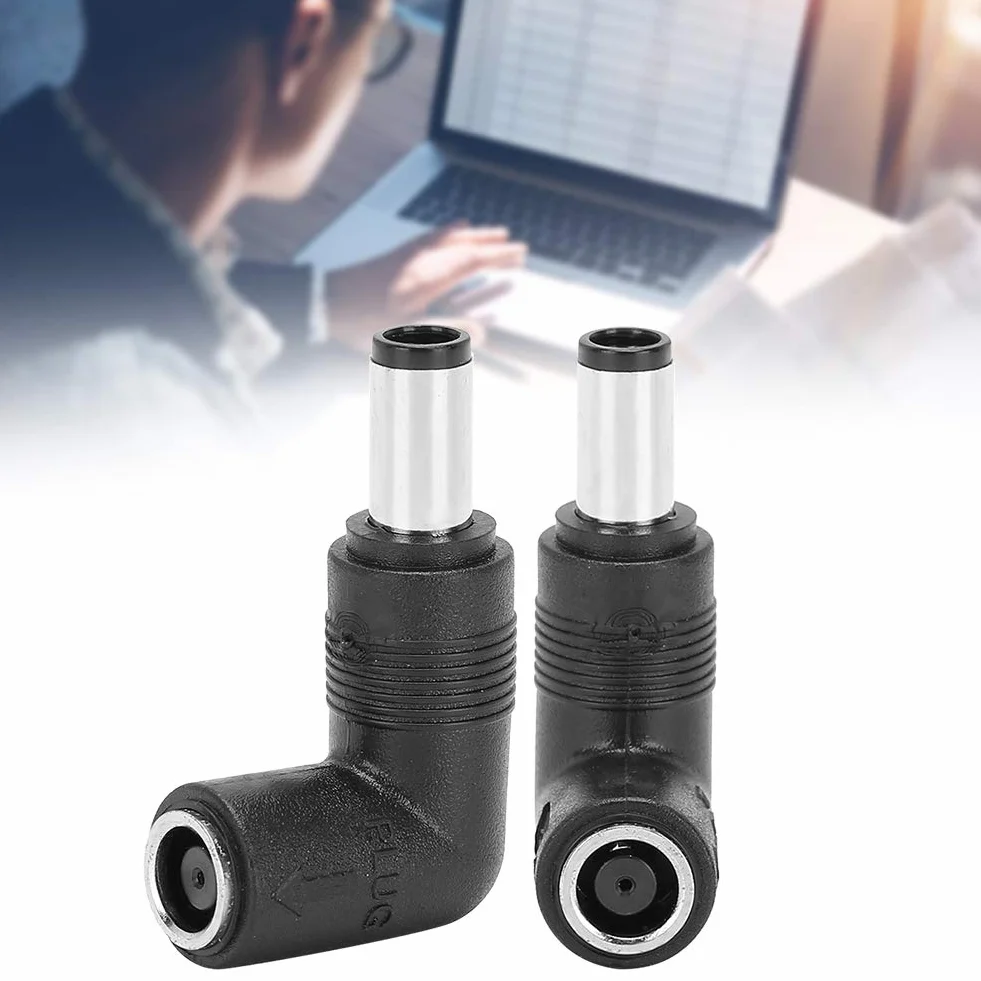 Tonysa Profesjonalny adapter między gniazdem a wtyczką kątową Wtyczka zasilająca Bezpośrednia wtyczka kątowa do laptopa Prosta do łokcia 7,4 x 5,0 mm do 7,4 x 5,0 mm, czarny