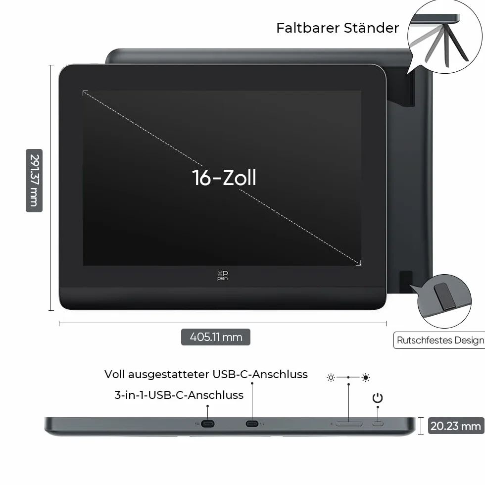 XPPen Artist PRO 16 Gen.2 wyświetlacz graficzny, 16 cali, rysik X3 Pro i szybki pilot, tablet graficzny 99% sRGB