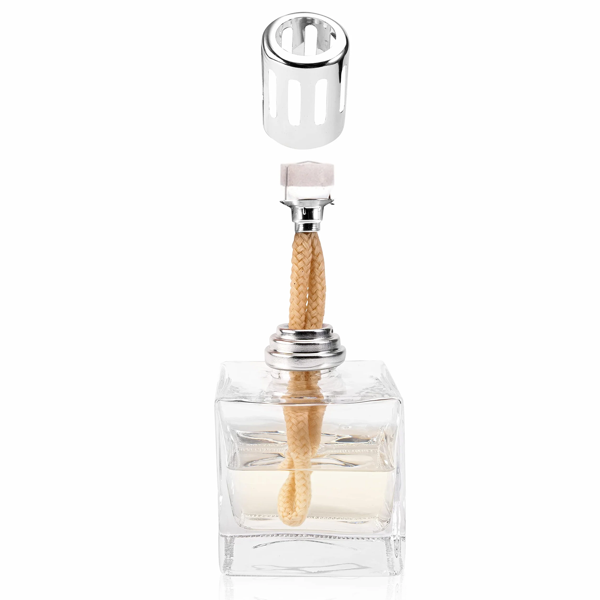 KAZIS® I Lampa Katalyticzna Cube I Palnik Olejkowy I Szkło I XL I Pojemność 150 ml I Przezroczysty Kubik