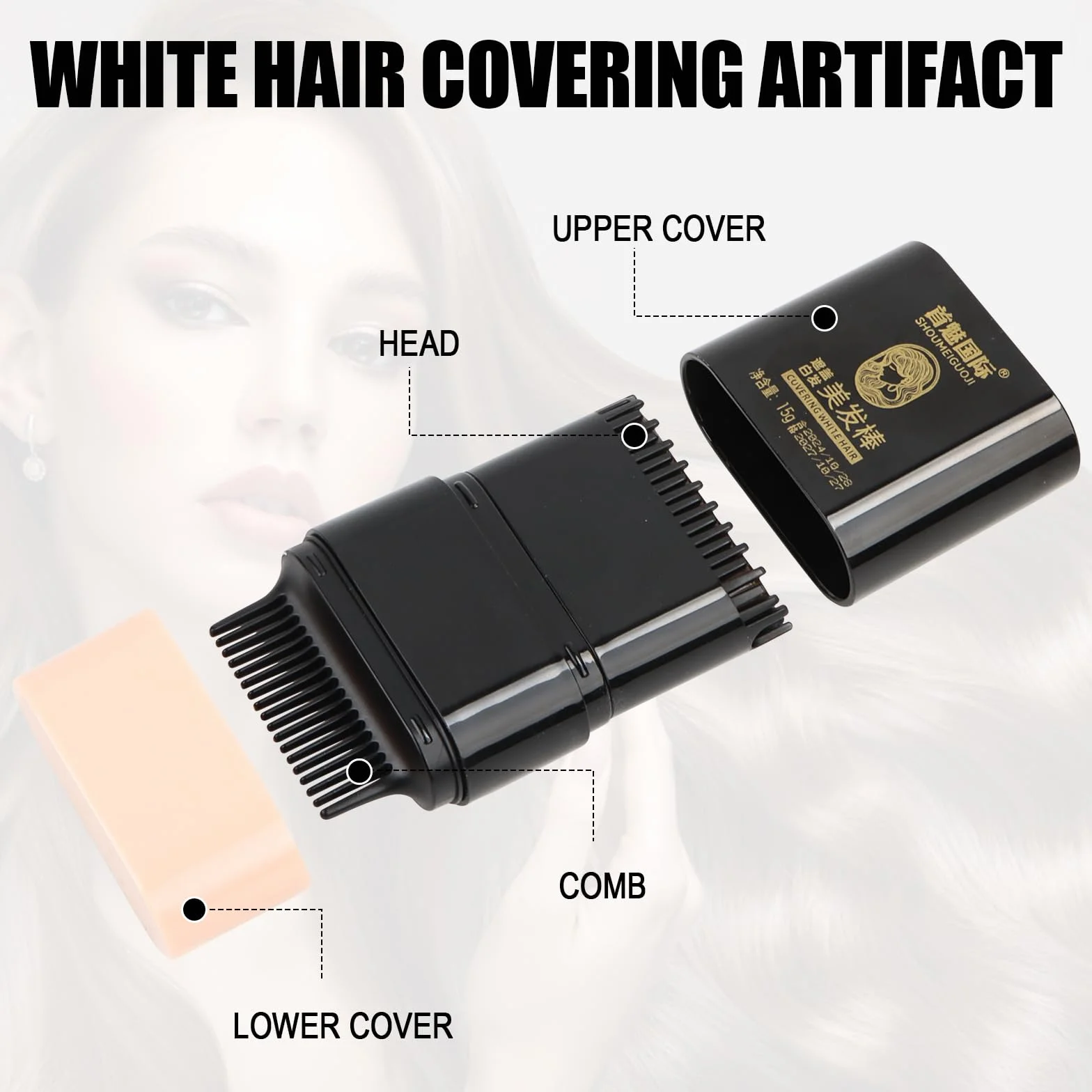 Natychmiastowa farba do włosów 2 w 1 z wbudowanym grzebieniem do korekcji, wodoodporna i odporna na pot, idealna do siwych włosów, Instant Color Stick with Built-In Comb (Dark Brown)