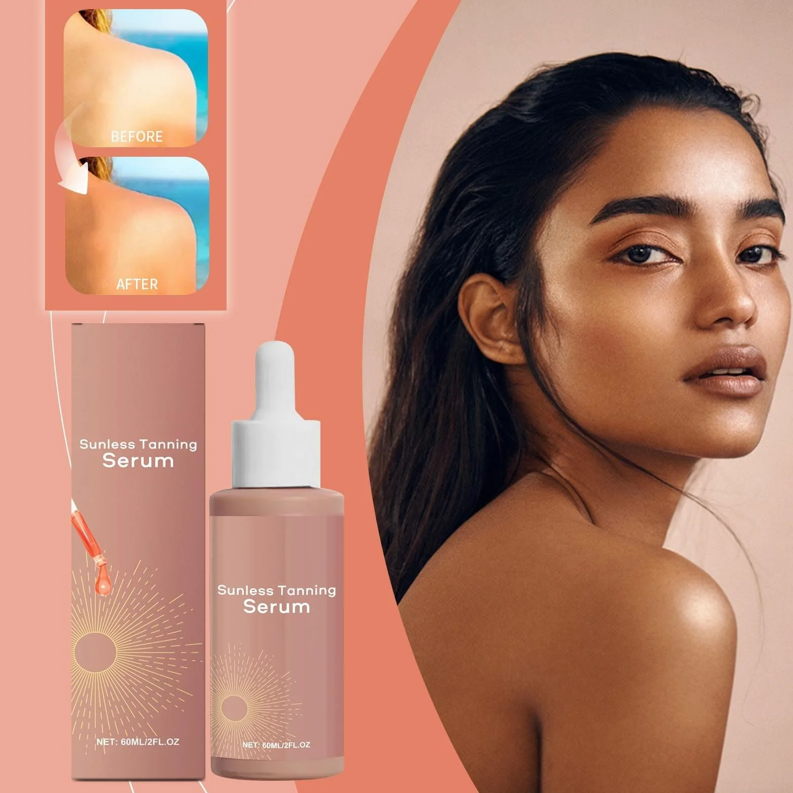 Sunless Tanning Drops, krople do naturalnego zwiększenia melaniny, płynne krople opalenizny, naturalnie wyglądająca opalenizna, zachowują piękny połysk (3 szt.)