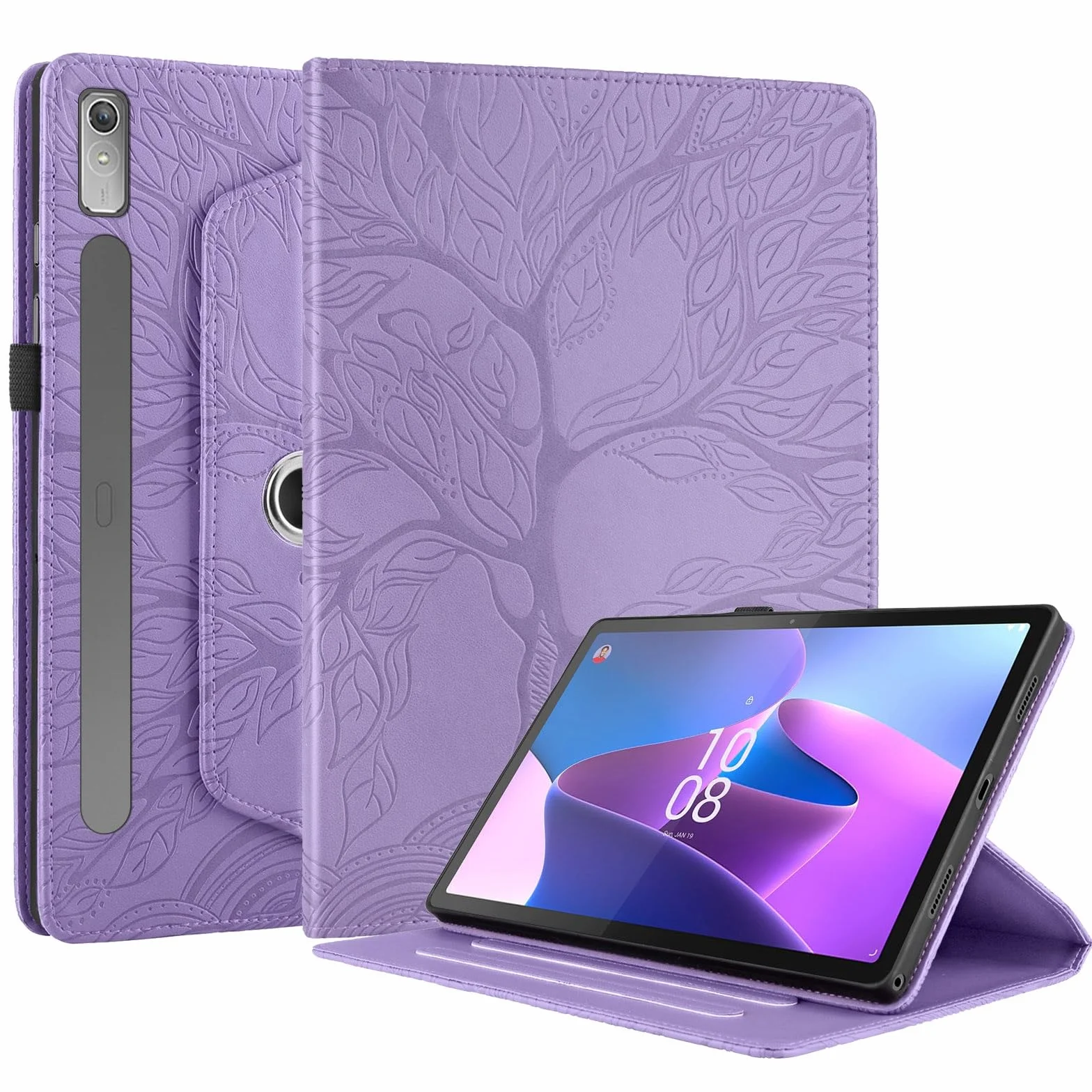 Kompatybilny Z Etui Na Tablet Lenovo Tab P11 Pro 11.2" 2nd Gen 2022 (TB-138FC/TB-132FU) Podstawka Obrotowa O 360 Stopni Składane Etui Na Tablet Wytłaczana Obudowa Tree Of Life(Mor)