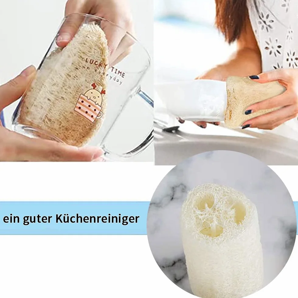 VOARGE Zestaw 6 gąbek do czyszczenia ciała (około 4 cali), naturalna luffa, gąbka do spa