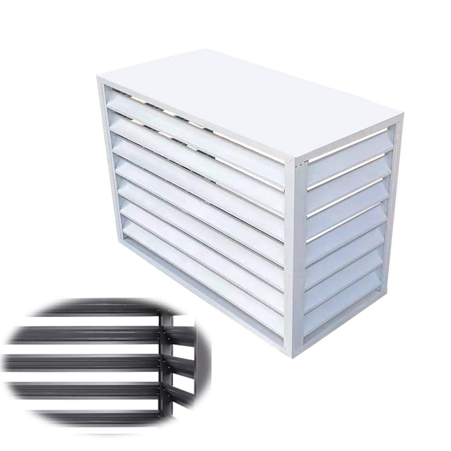 Zewnętrzna Osłona Klimatyzatora, Prywatności Ogrodzenie Ekran na Balkon Ogrodowy, Aluminiowa Kwiaty Stojak (Color : White, Size : 100x70x50cm)