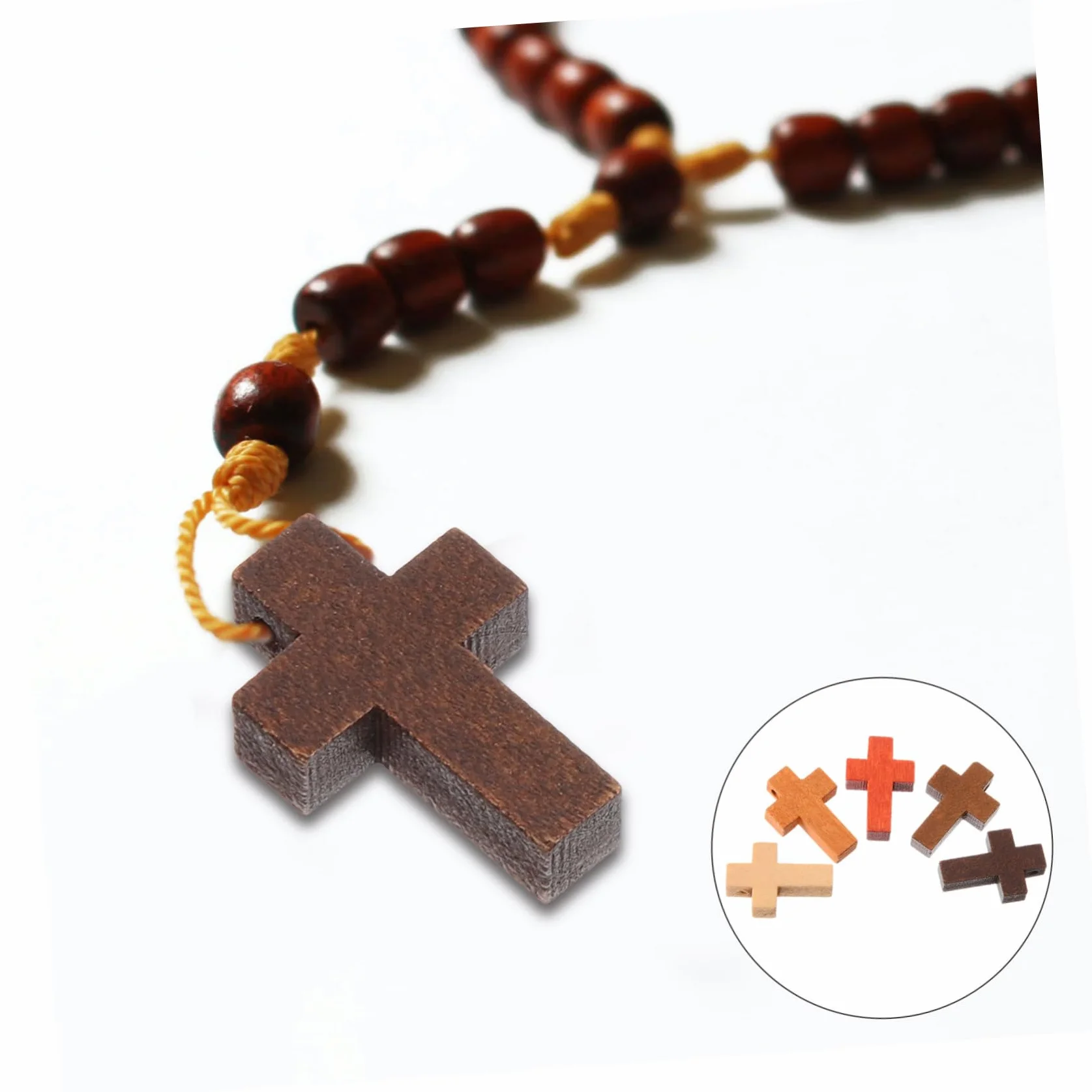 Generic 50szt Drewniany Krzyż Wisiorki z Krzyżykami Wisiorki z Motywem Religijnym Zestaw Do Robienia Różańca Koraliki Krzyżowe Do Bransoletek Religijne Amulety Bransoletka Drewno Naszyjnik