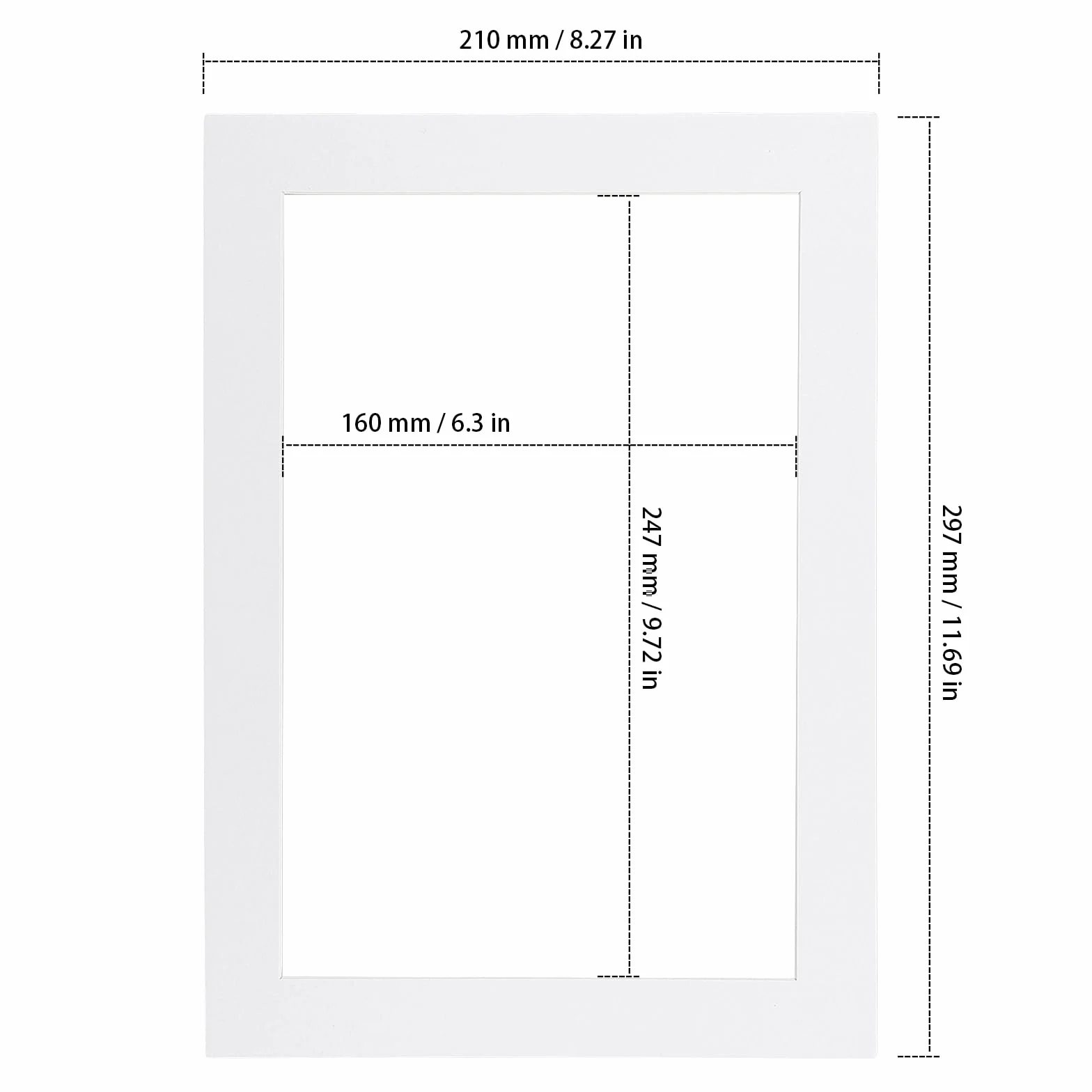 Białe passe-partout kartonowe A4 16x24,7 cm ramki do obrazów zestaw 40 sztuk