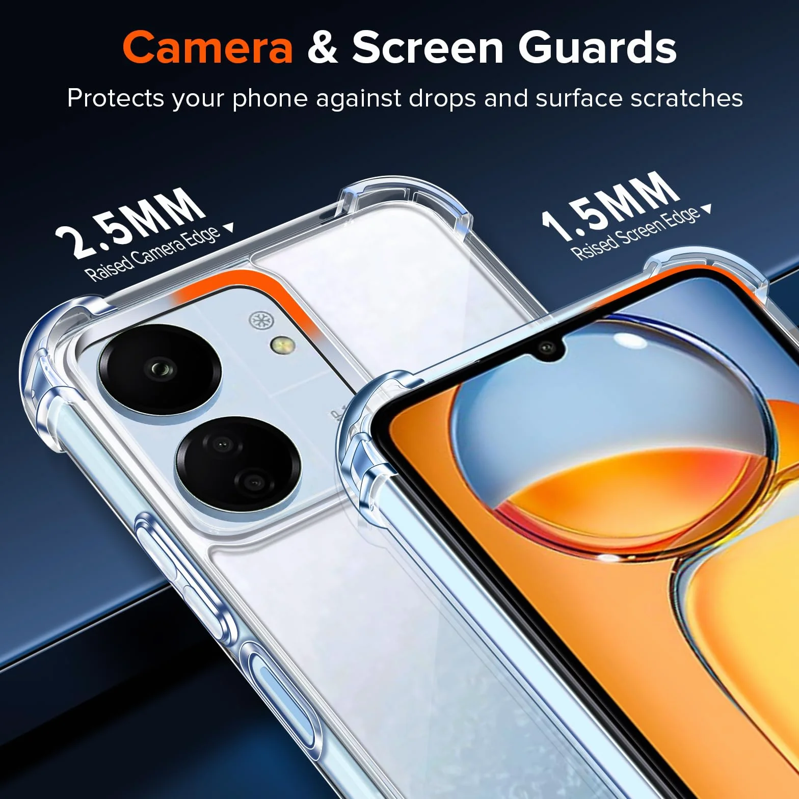 iVoler Przeciw żółknięciu jasne etui do Xiaomi Redmi 13C / Poco C65, [Odporny na wstrząsy klasy wojskowej] Przezroczysty futerał do amortyzacji z miękkiego TPU