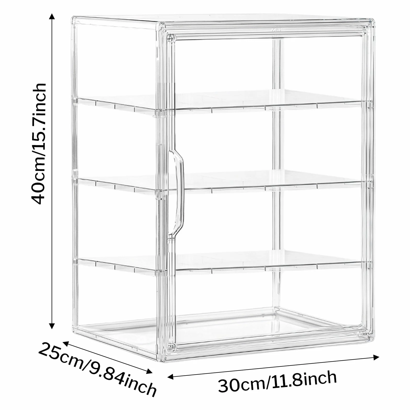 Acrylic Pastry Display Box, Clear 4-Layer Bread Organizer, Airtight Bakery Storage Case, 40x30x25cm, for Kitchen Counter, Sandwiches, Bagels, Homemade Goods Counters Organized