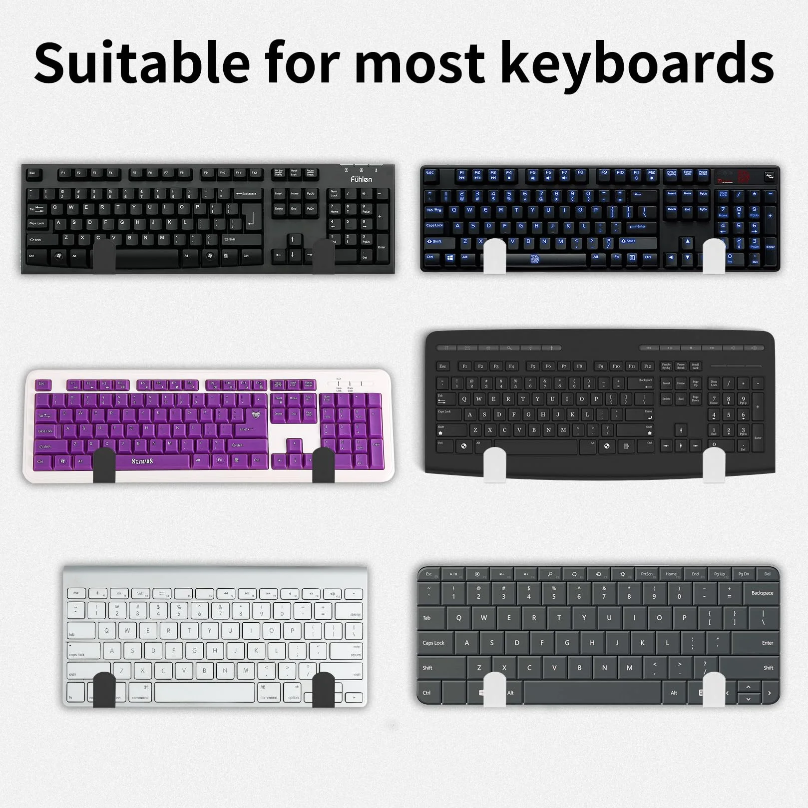 8 szt. uchwyt ścienny na klawiaturę, uniwersalny metalowy regał ścienny do tabletu, laptopa, routera, przewodowy uchwyt na klawiaturę gamingową, odpowiedni do artykułów o grubości < 2,5 cm (czarny)