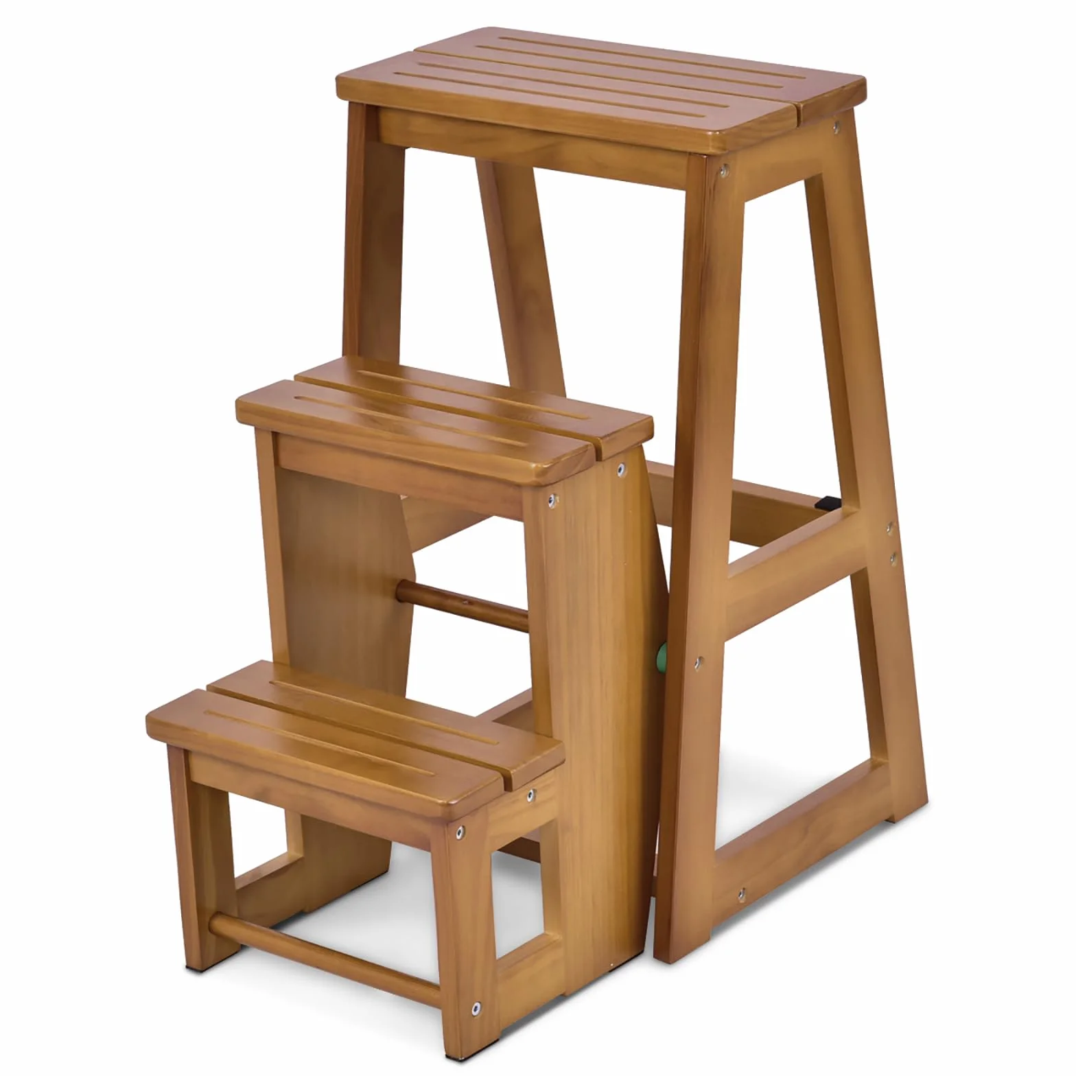COSTWAY Drabinka taboret 3 stopnie składane krzesło 150 kg 66 cm drabina z litego drewna
