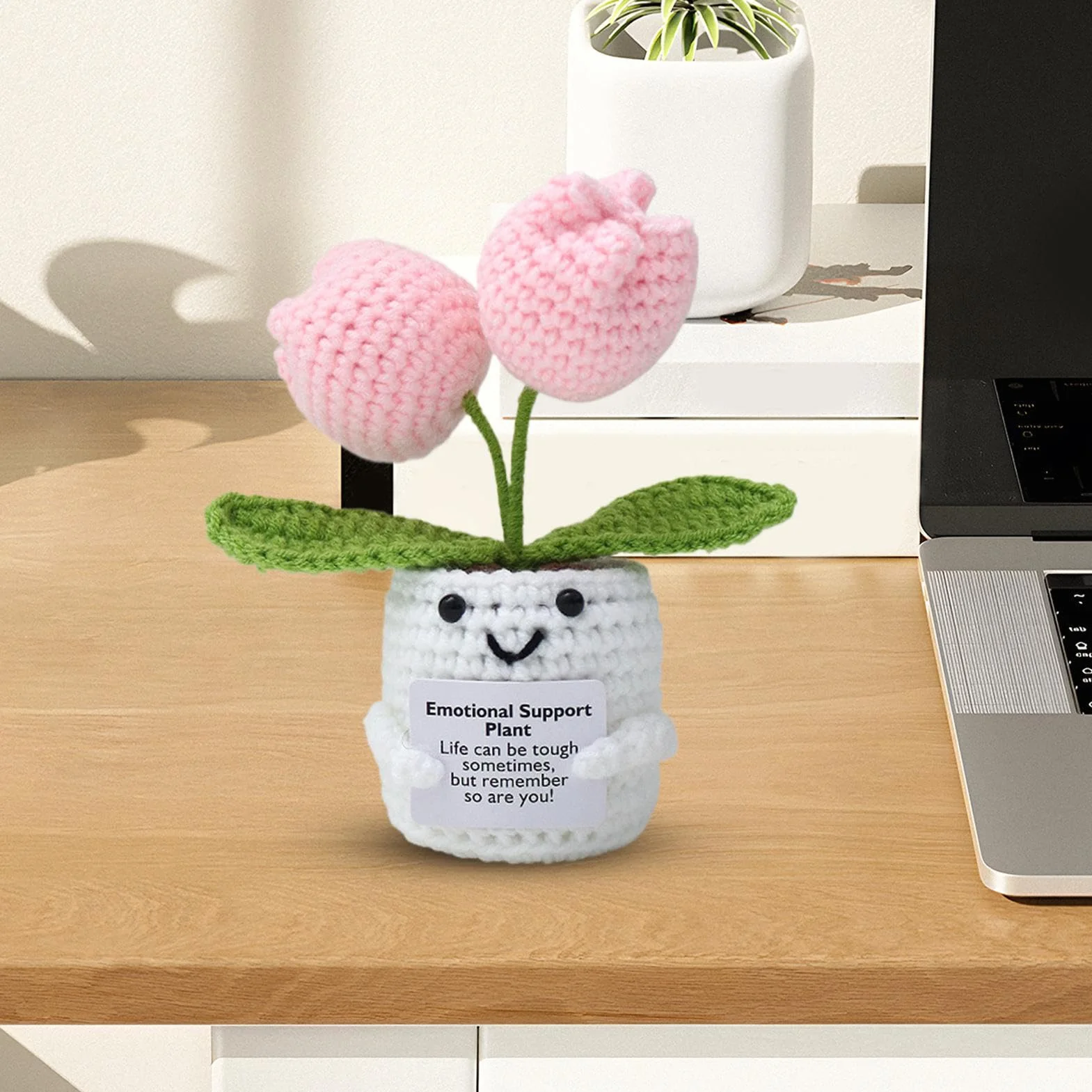 Inspirational Crochet Plant Doll, Soft Knitted Flower Toy, Stress Relief Gift for Men Women