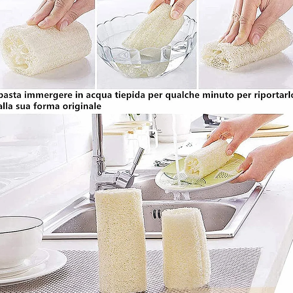 VOARGE Zestaw 6 gąbek do czyszczenia ciała (około 4 cali), naturalna luffa, gąbka do spa