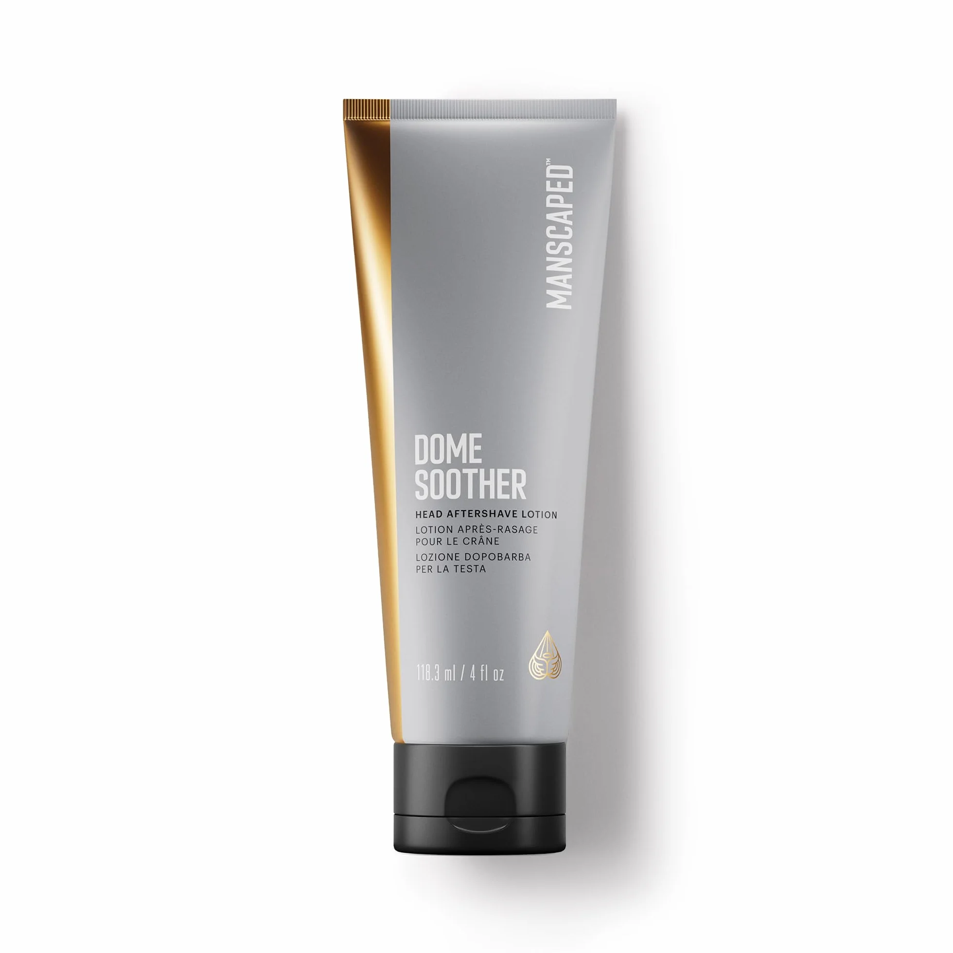 MANSCAPED® Dome Soother Men’s Head Aftershave Lotion – wzbogacony aloesem i koloidalnym owsem, koi i nawilża skórę głowy, szybko wchłania się i wysusza, łagodząc dyskomfort po goleniu, 118 ml