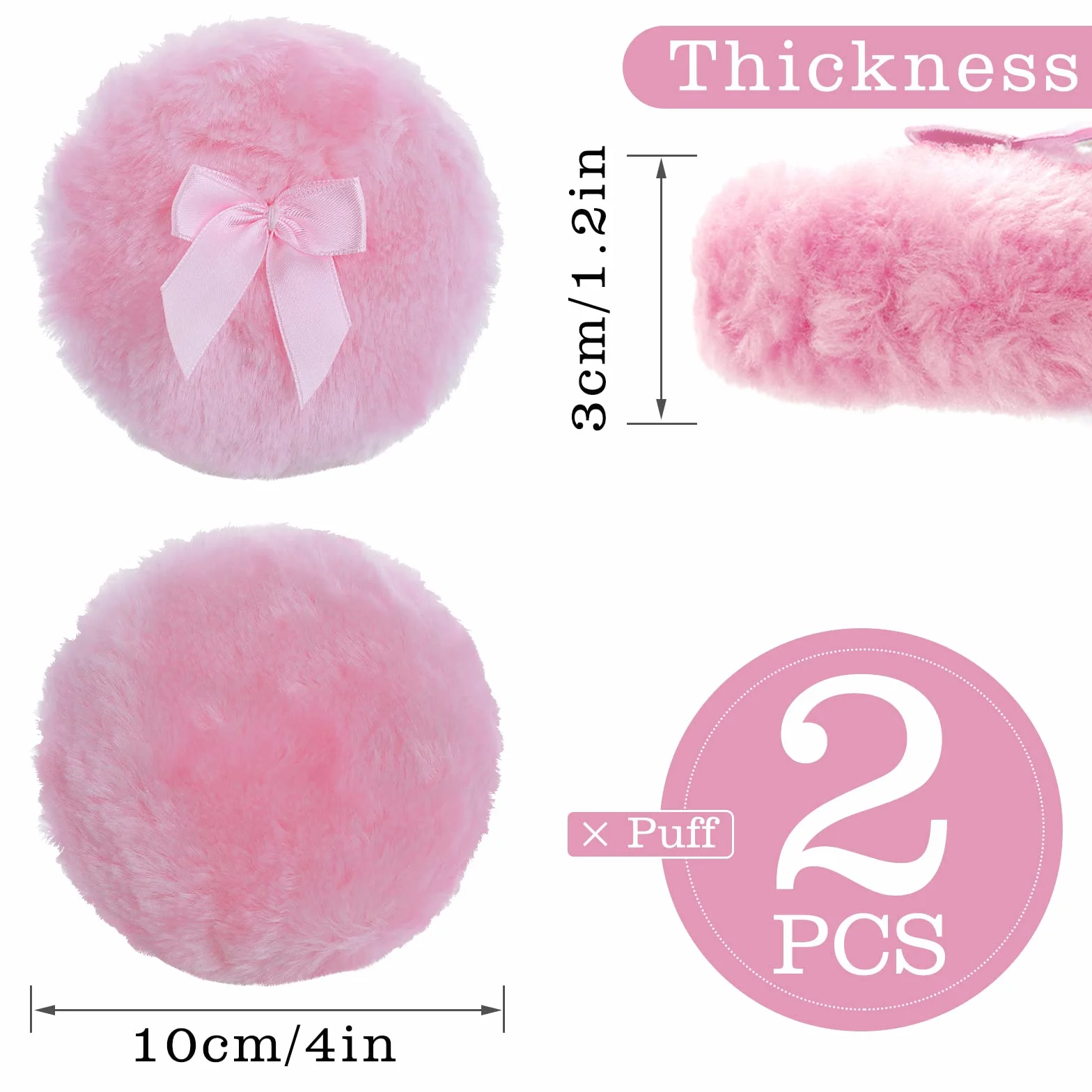 Sibba Duży, puszysty puder, 10 cm, ultramiękki, zmywalny, wielokrotnego użytku, welur, do twarzy, ciała, luźne pudru, narzędzie do makijażu na mokro i sucho (różowy)