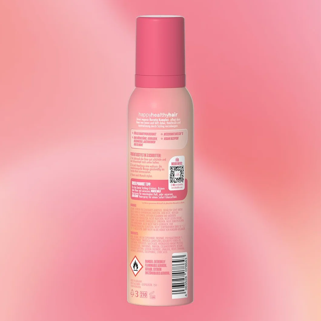 invisibobble Extra Volume pianka wzmacniająca, maksymalna objętość, ochrona przed wysoką temperaturą 230°C, mocne trzymanie przez 24 h, wegańskie, do wszystkich rodzajów włosów, 150 ml