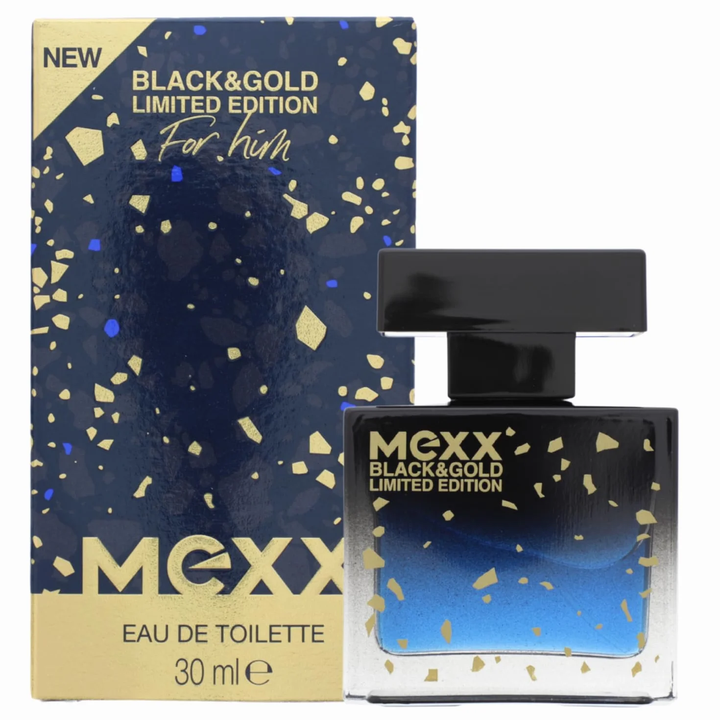 Mexx Black & Gold Limited Edition Man Eau de Toilette, drzewno-owocowy zapach męski, 30 ml