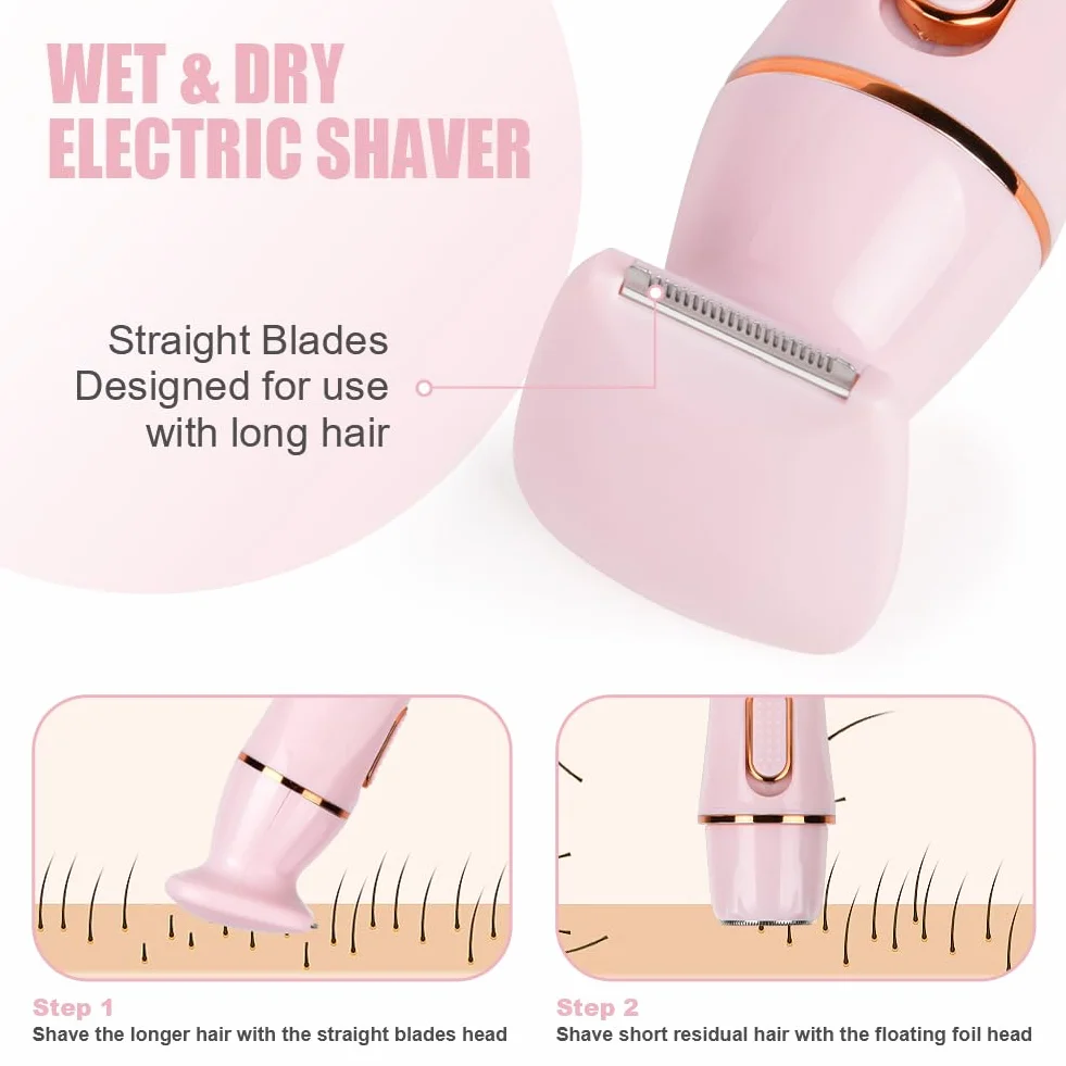 ACWOO Elektryczna golarka dla kobiet, 4 w 1, golarka na mokro i sucho, bezbolesna depilator do strefy bikini, pach, nóg, ramion i twarzy, wodoszczelna, ładowanie przez USB