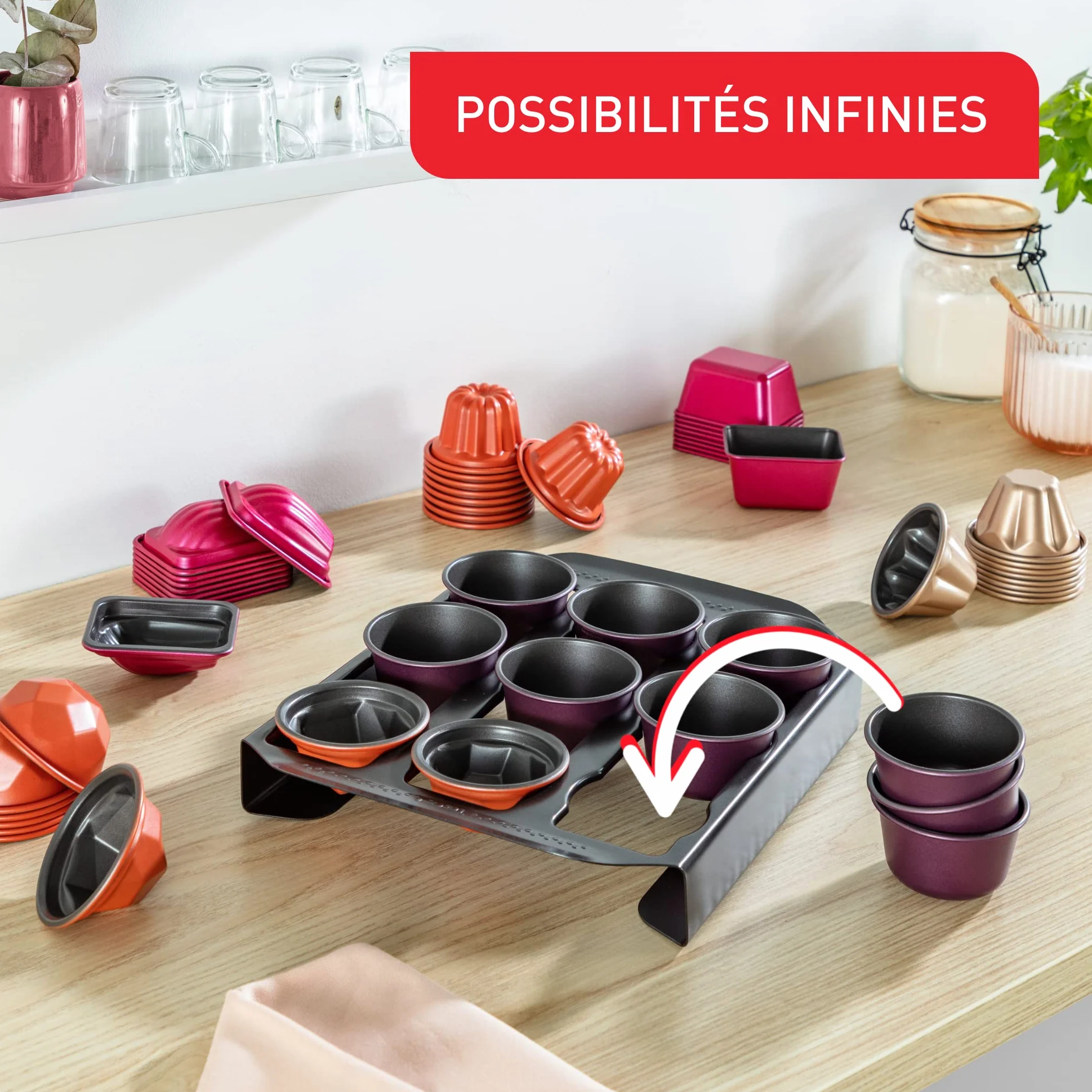Tefal Creabake Zestaw Foremek do Pieczenia, Stal Nierdzewna, 3 Sztuki