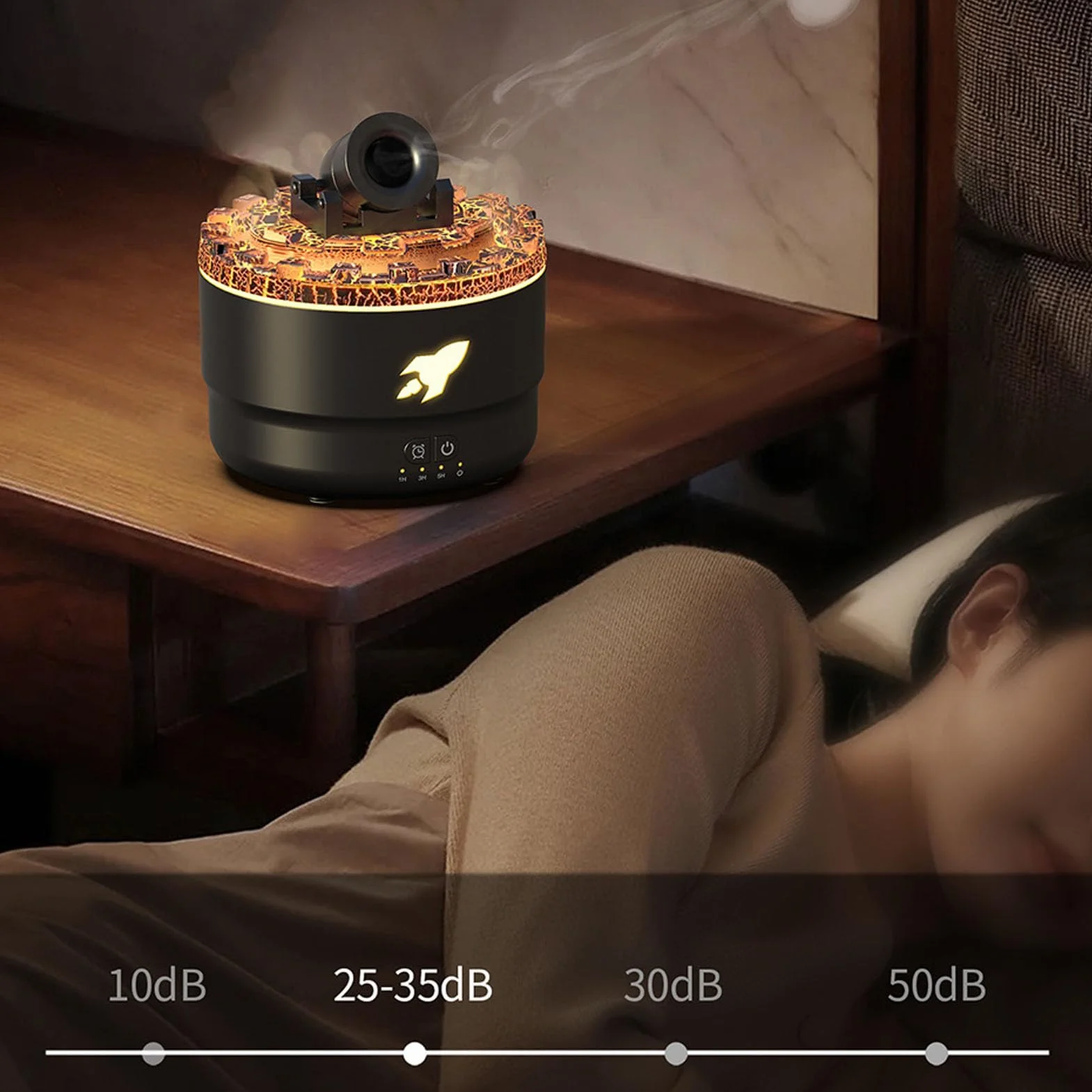 Nawilżacz Cannon z Timerem LED do Sypialni Aromaterapia