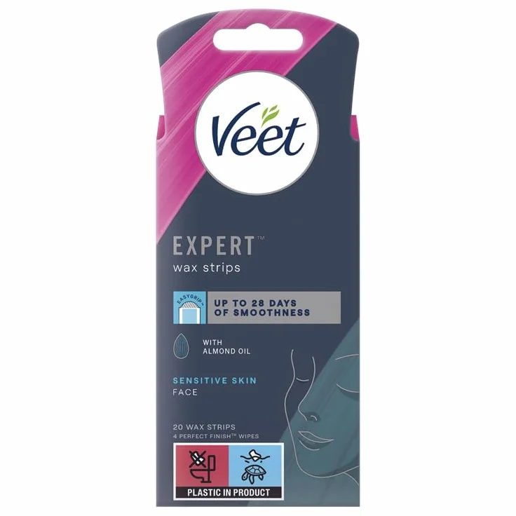 Veet Zestaw 20 pasków wosku do twarzy dla skóry wrażliwej