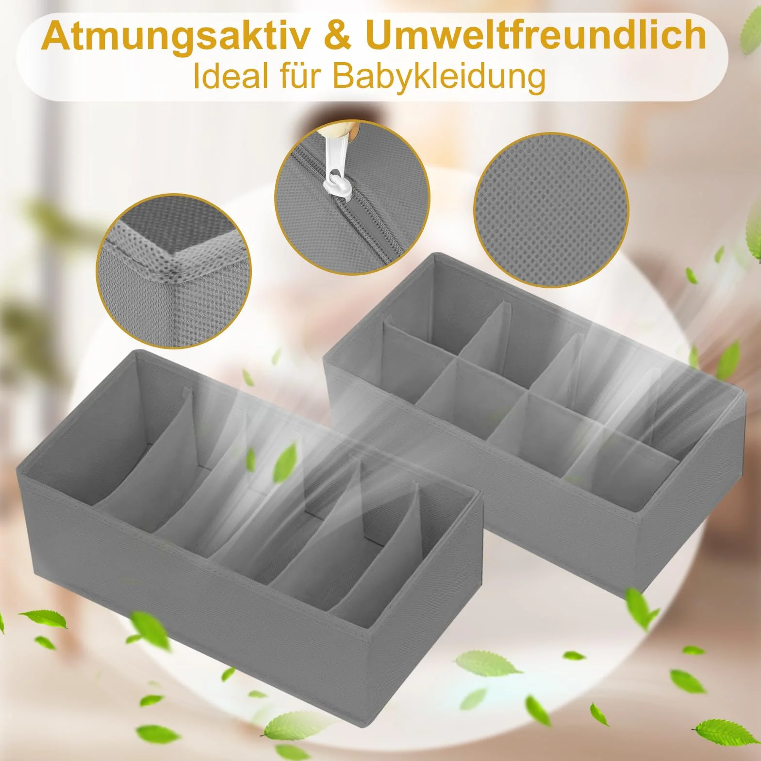 Zestaw 10 składanych organizatorów do szuflad na ubrania (Szary)