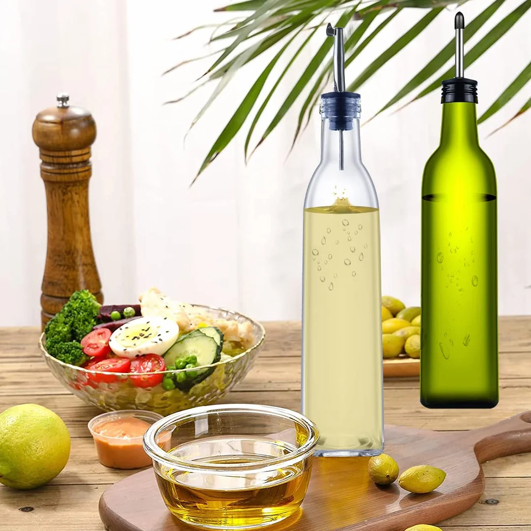 Dozownik oliwy z oliwek szklany nalewak oleju mżawka butelka pojemnik na ocet butelki Cruet butelki zestaw dozujący do gotowania 500 ml 2 szt