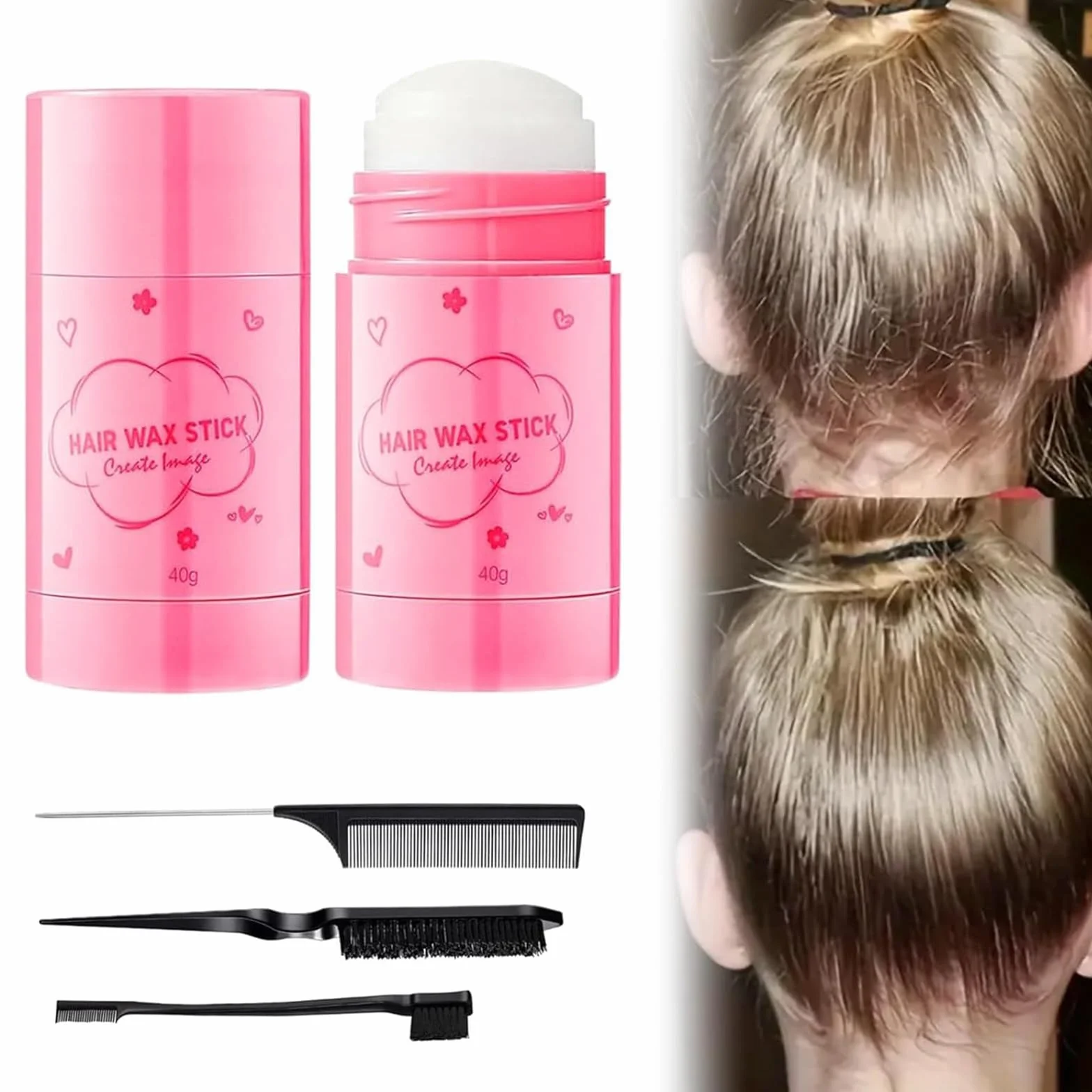 Wax wosk do włosów, 40 g, gładki sztyft do włosów, pomada do włosów, woskowana krawędź kontroli, gładkie włosy, do stylizacji włosów Flyaways