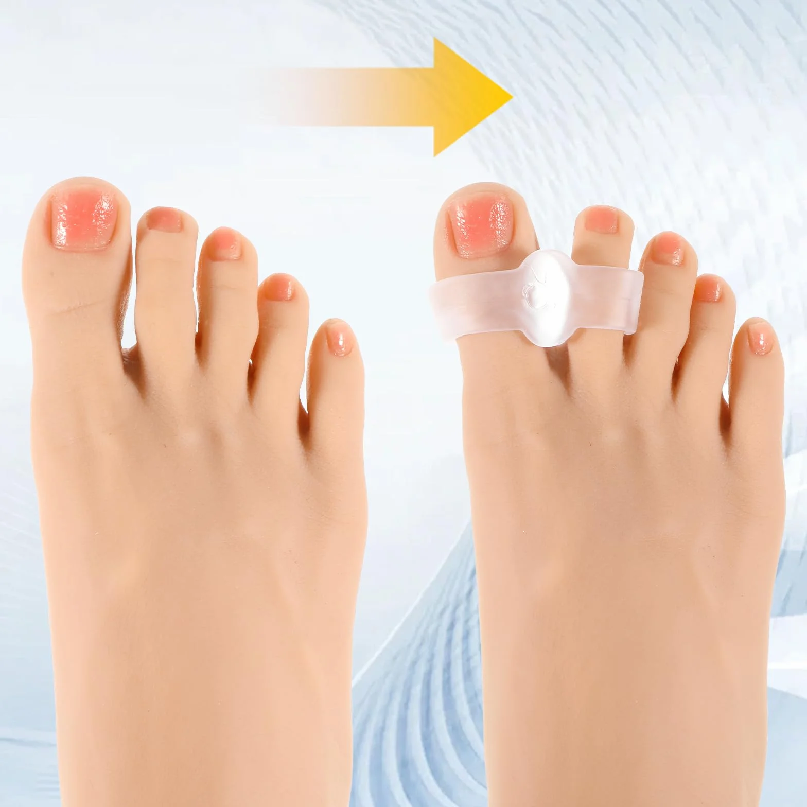 Ptwola Bunion korektor żelowy separator palców z 2 pętelkami, silikonowe klapki japonki, korektor Bunion, odpowiedni do palców i nakładanych palców (12 sztuk)