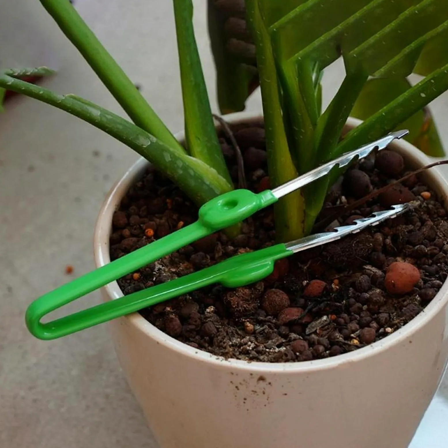 Pęseta do usuwania włosów pęseta ogrodnicza narzędzie bonsai zakrzywiona ząbkowana końcówka pęseta akwarium przezroczysty klips narzędzie naprawcze do ogrodu kuchnia pęseta