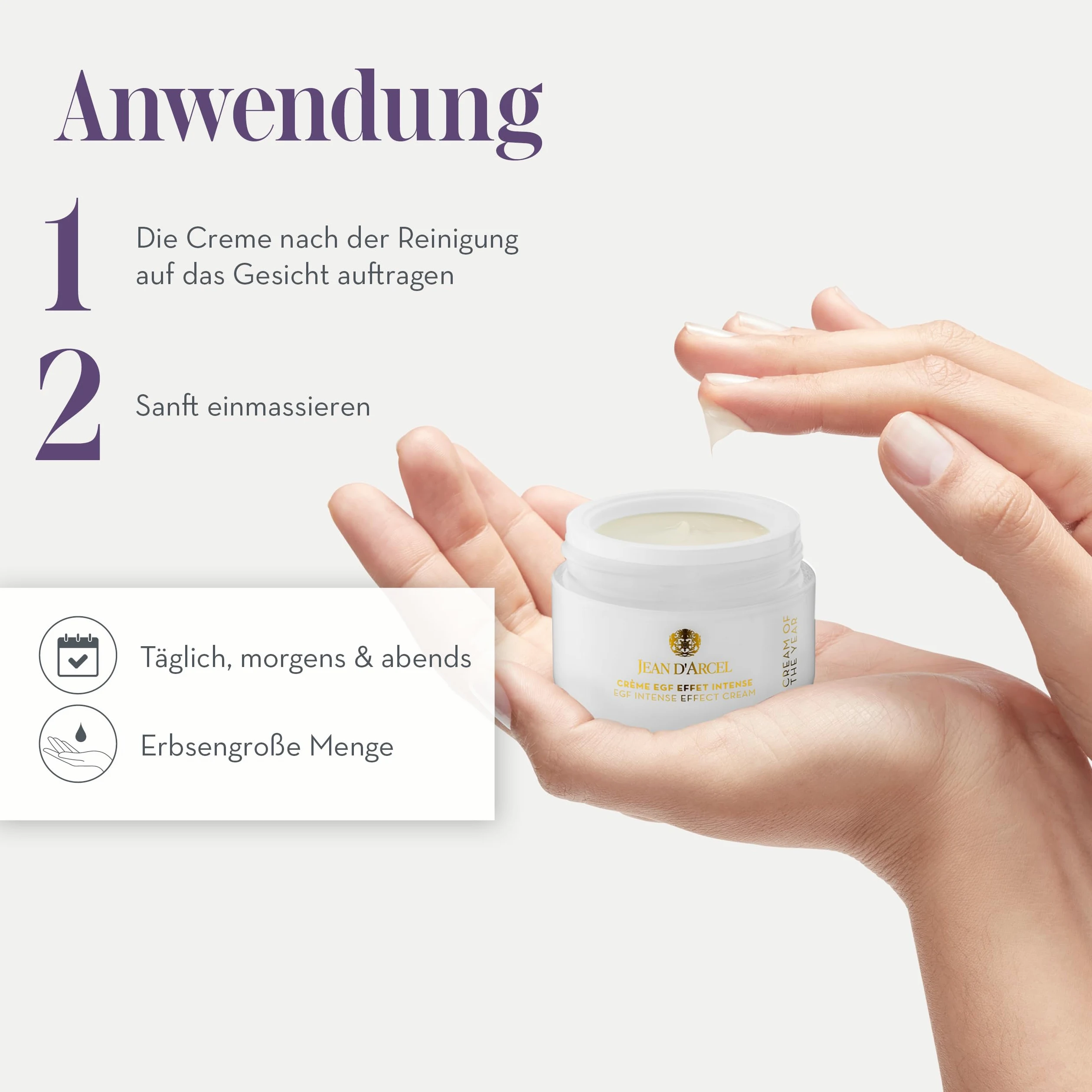 JEAN D'ARCEL Krem przeciwzmarszczkowy do twarzy 24h – CRÈME EGF EFFET Intense 50 ml – wzmacnia naturalną ochronę skóry – poprawia jędrność skóry – wspomaga elastyczność