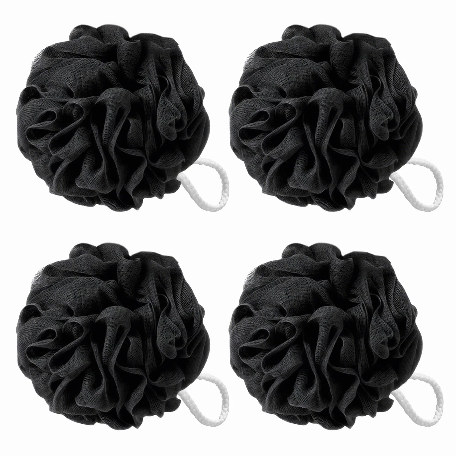 flintronic 4-pak Loofah Shower Puff, 50 g gąbka do kąpieli, miękka pufa prysznicowa, luffa kąpielowa dla mężczyzn i kobiet, do czyszczenia ciała i peelingu