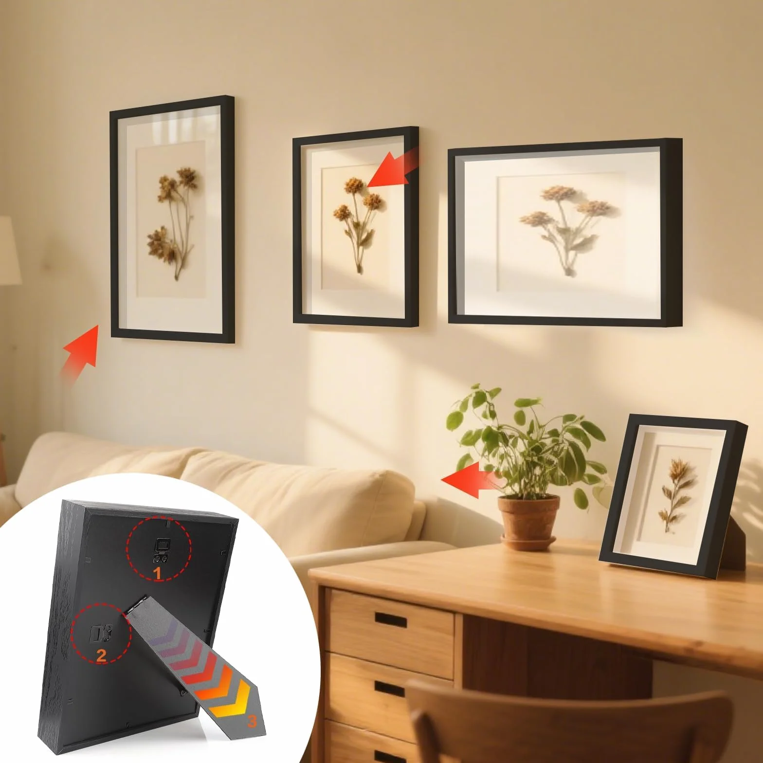 Ramka 3D głęboka z przezroczystą płytą akrylową 29,7 x 21 x 3 cm czarna