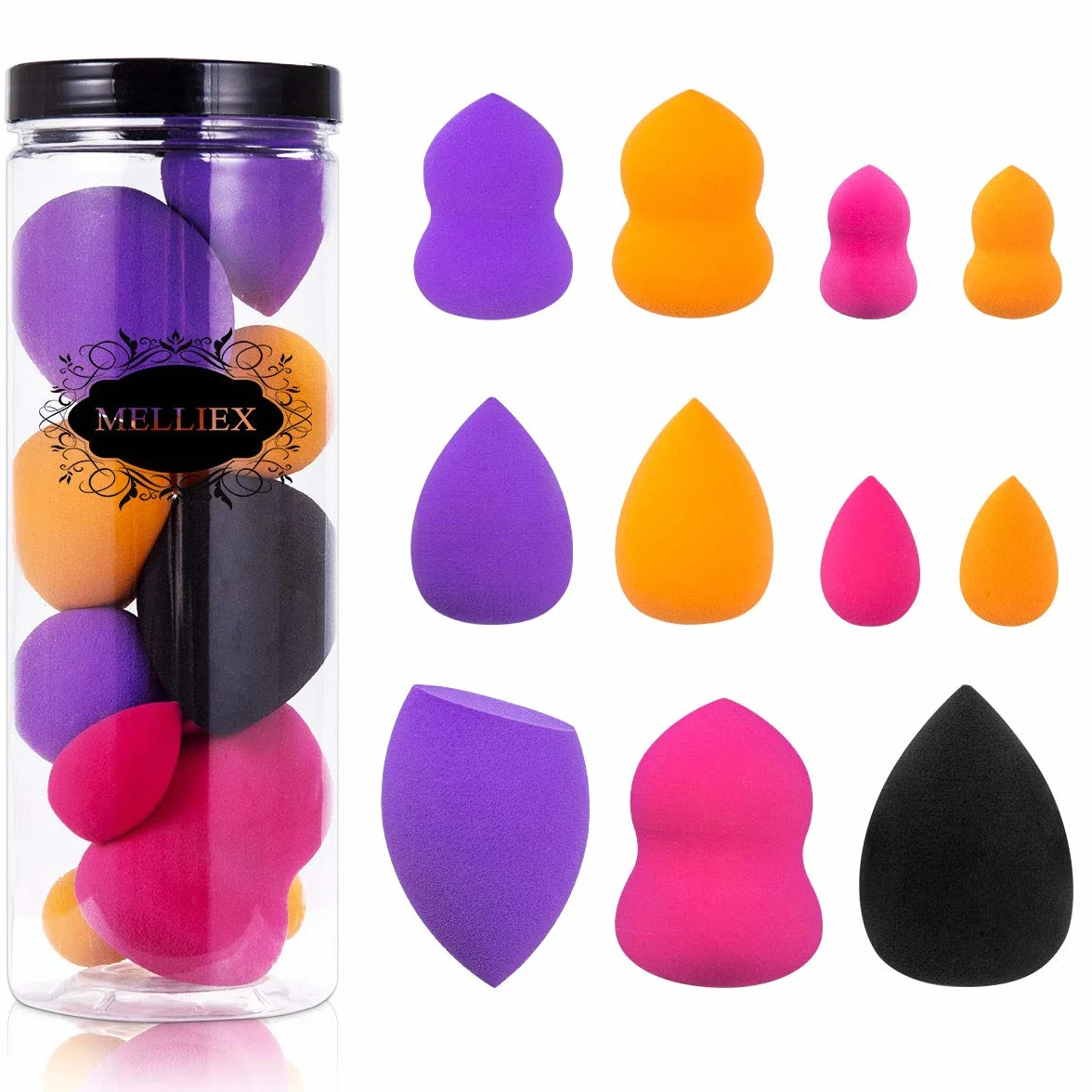 Zestaw gąbek do makijażu, 11 szt. Beauty Blender do podkładu, nieskazitelny do płynnego kremu i proszku, wielokolorowy aplikator kosmetyczny