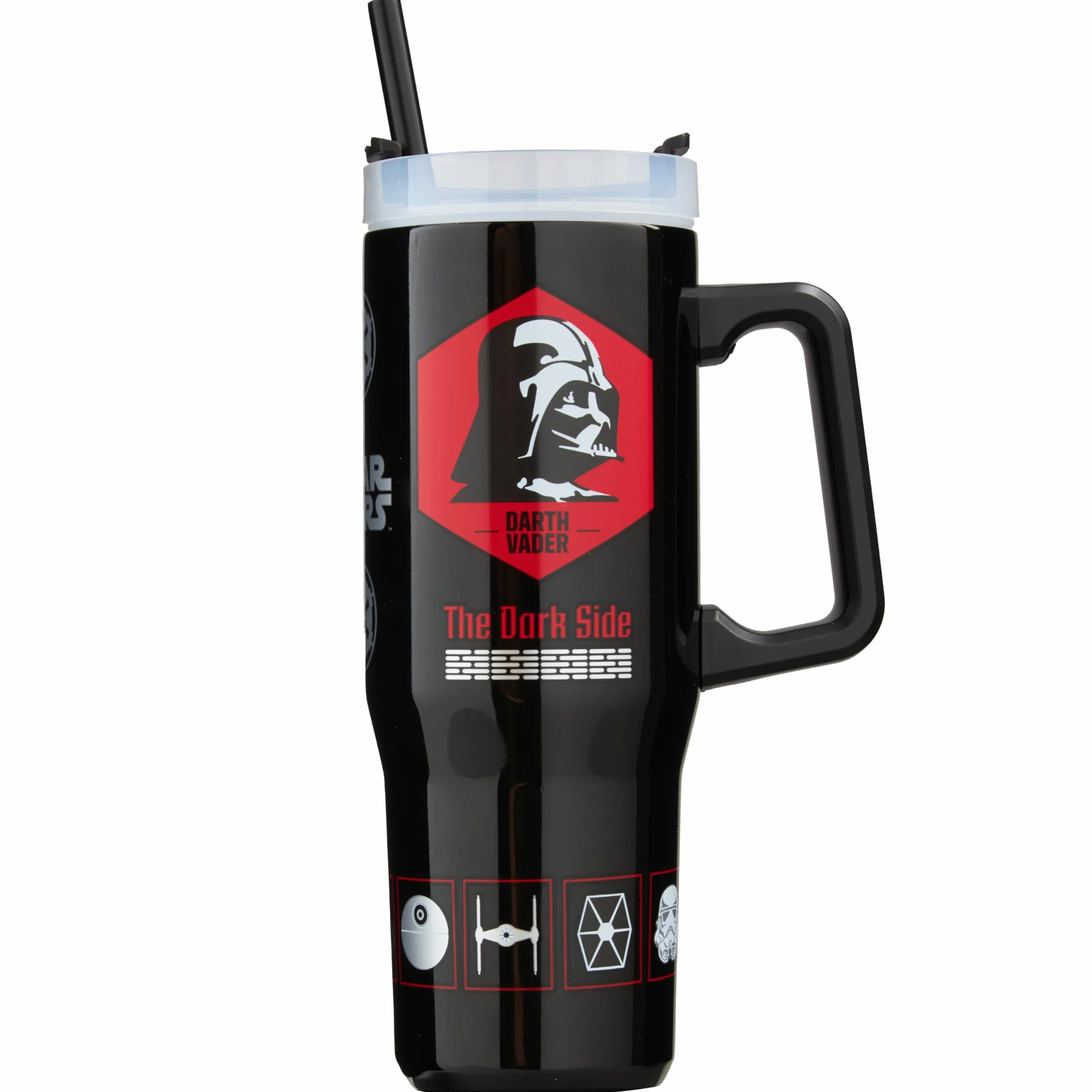 Get Trend Star Wars Izolowany kubek 920 ml, butelka na wodę ze słomką i uchwytem, lód do 42H zimna 12H i gorąca 8H, szczelny podróżny kubek do kawy, butelka na napoje, prezenty Darth Vader