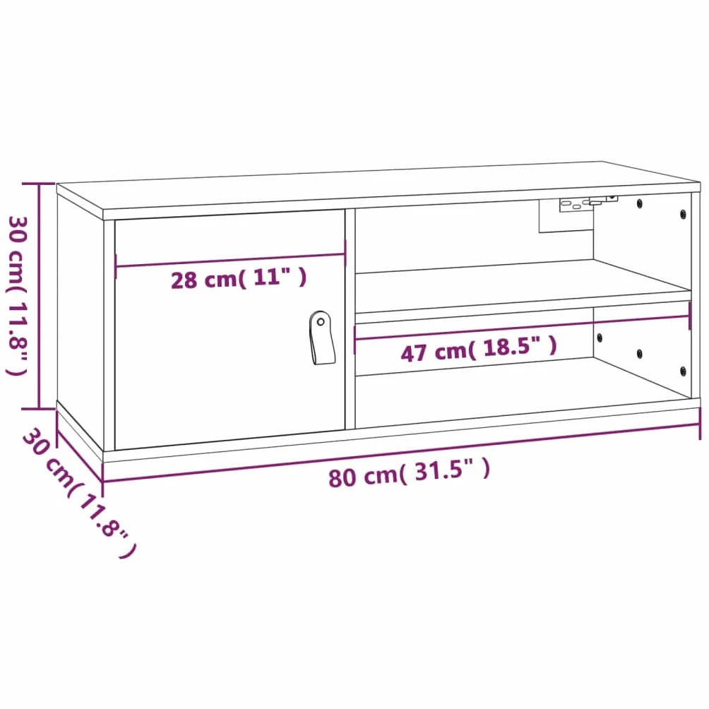 Szafka wisząca 80x30x30 cm Drewno sosnowe lite