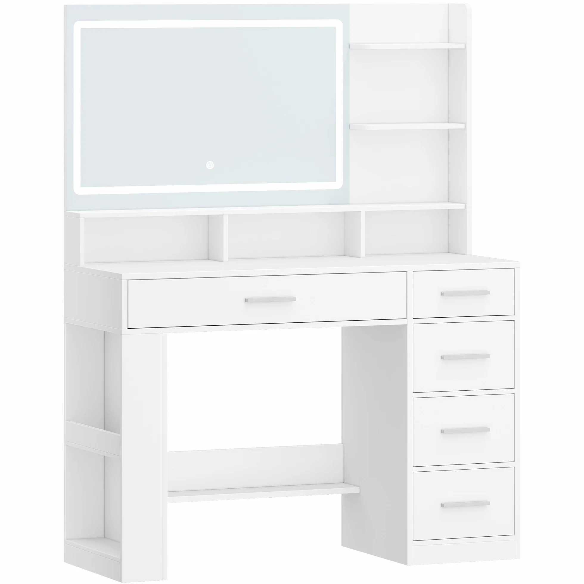 Hzuaneri Toaletka z Lustrem Hd i Oświetleniem Led, 6 Przegrodami, 5 Szufladami