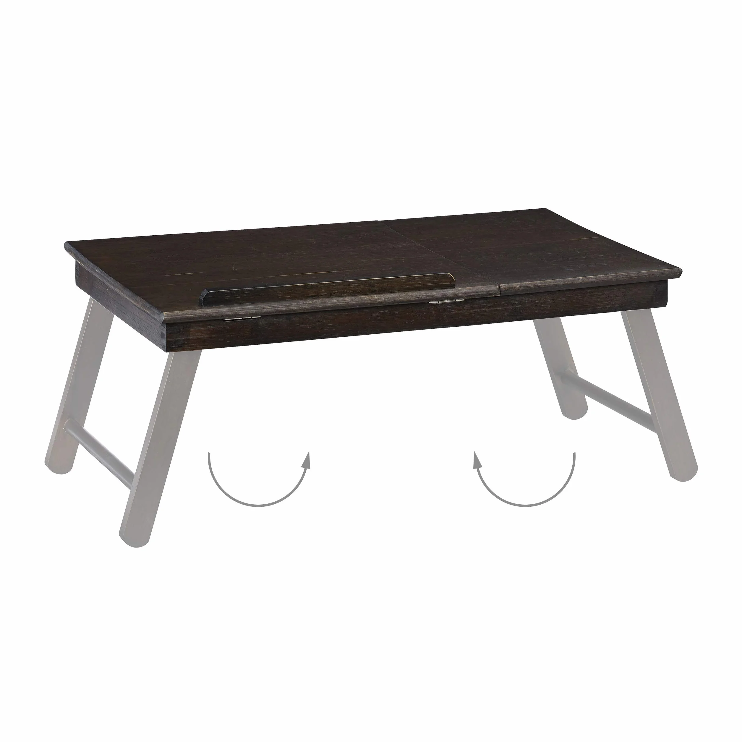 Relaxdays Bambusowy stolik pod laptopa, wys. x gł.: 25 x 60 x 35 cm, półka na laptopa z regulacją wysokości, składany, z szufladą, ciemnobrązowy