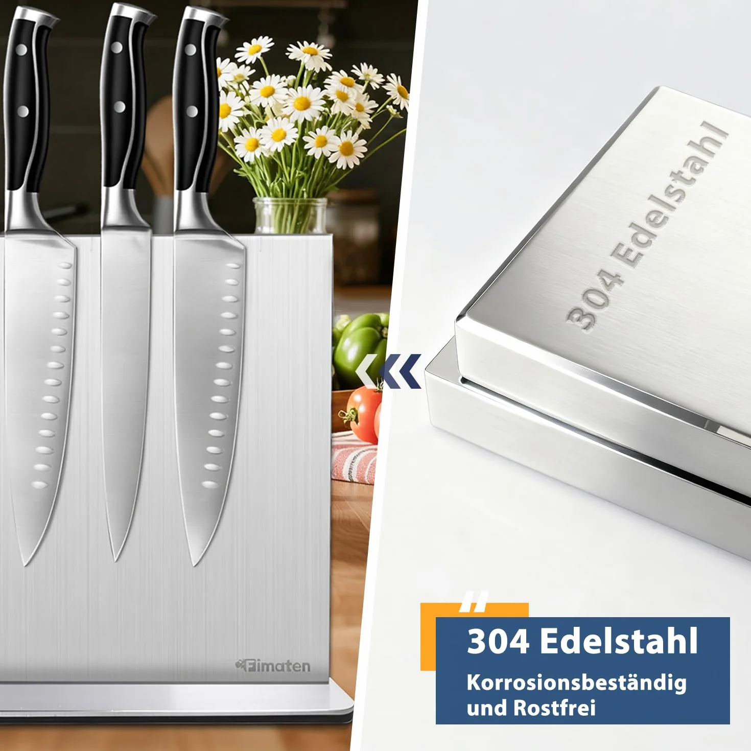 Magnetyczny blok na noże ze stali nierdzewnej dwustronny uchwyt na noże kuchenne