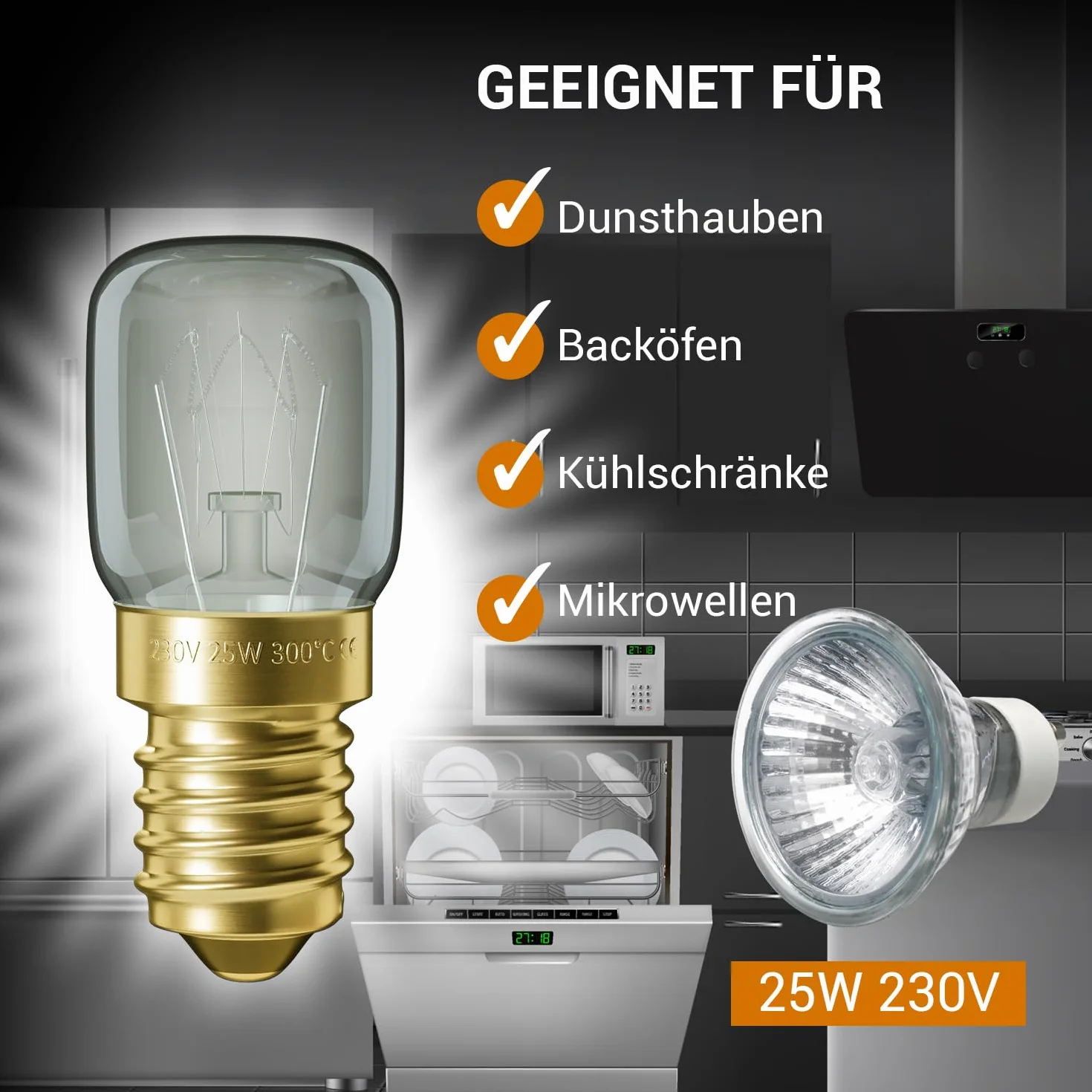 VIOKS Lampa do piekarnika E14 25W 230V 300°C 25mm Ø57mm do AEG Bauknecht ZANUSSI