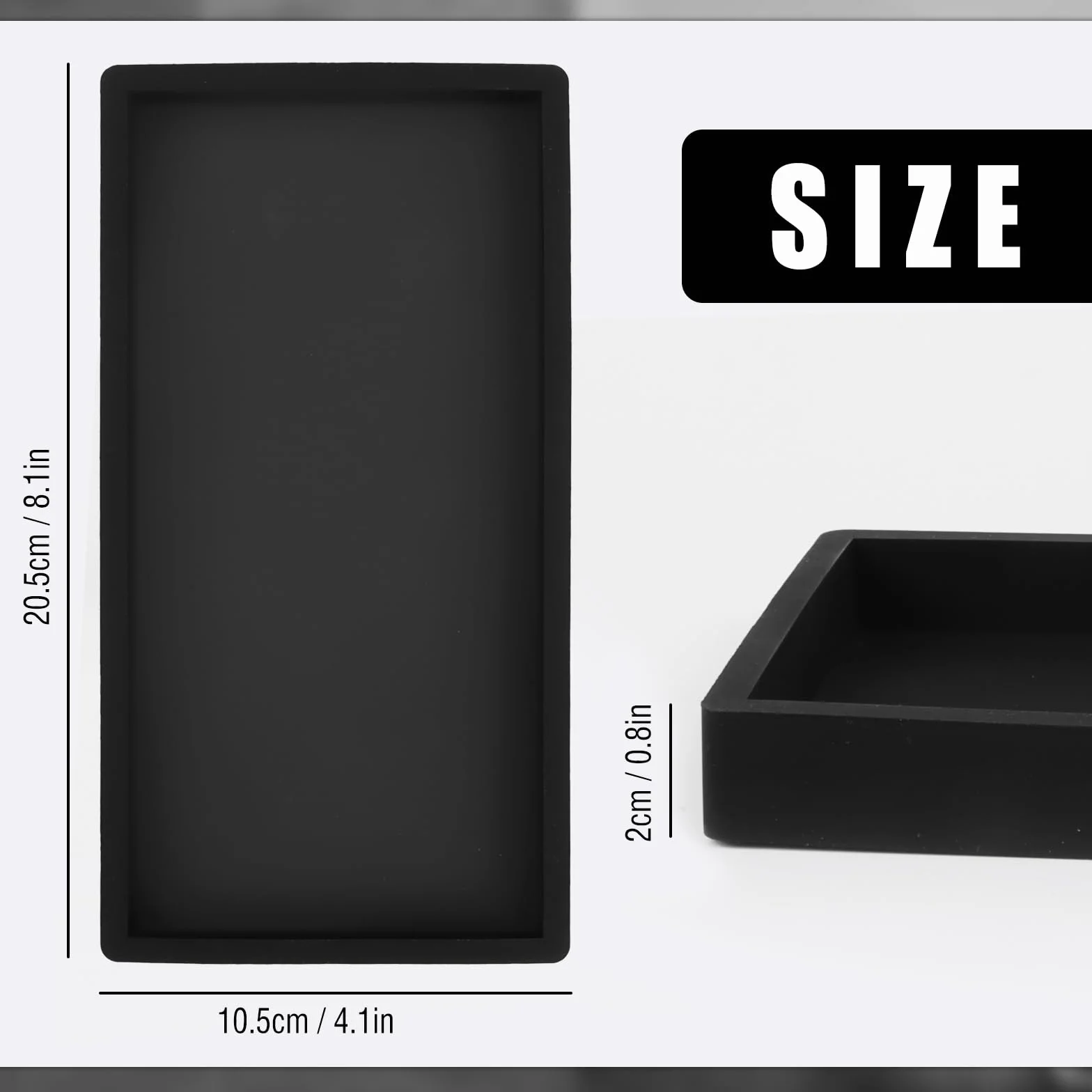 Czarne tace łazienkowe silikonowe 2 sztuki organizer prostokątne 10 x 20 cm