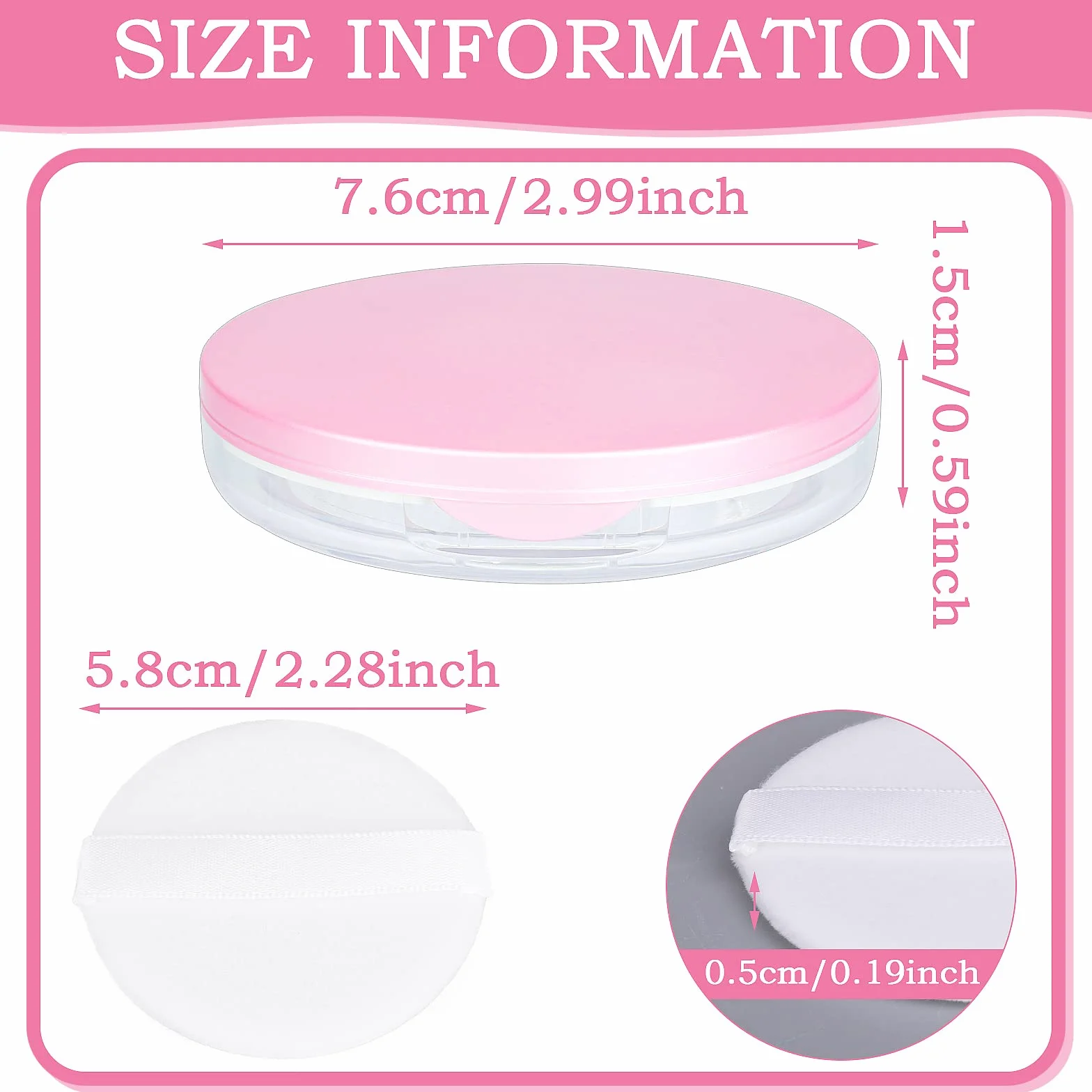 WLLHYF Puszysty pojemnik na puder, pudełko podróżne, z gąbką, lustro, elastyczna siatka, przenośne etui do makijażu, puder, zestaw dla kobiet, dziewcząt, 2 szt