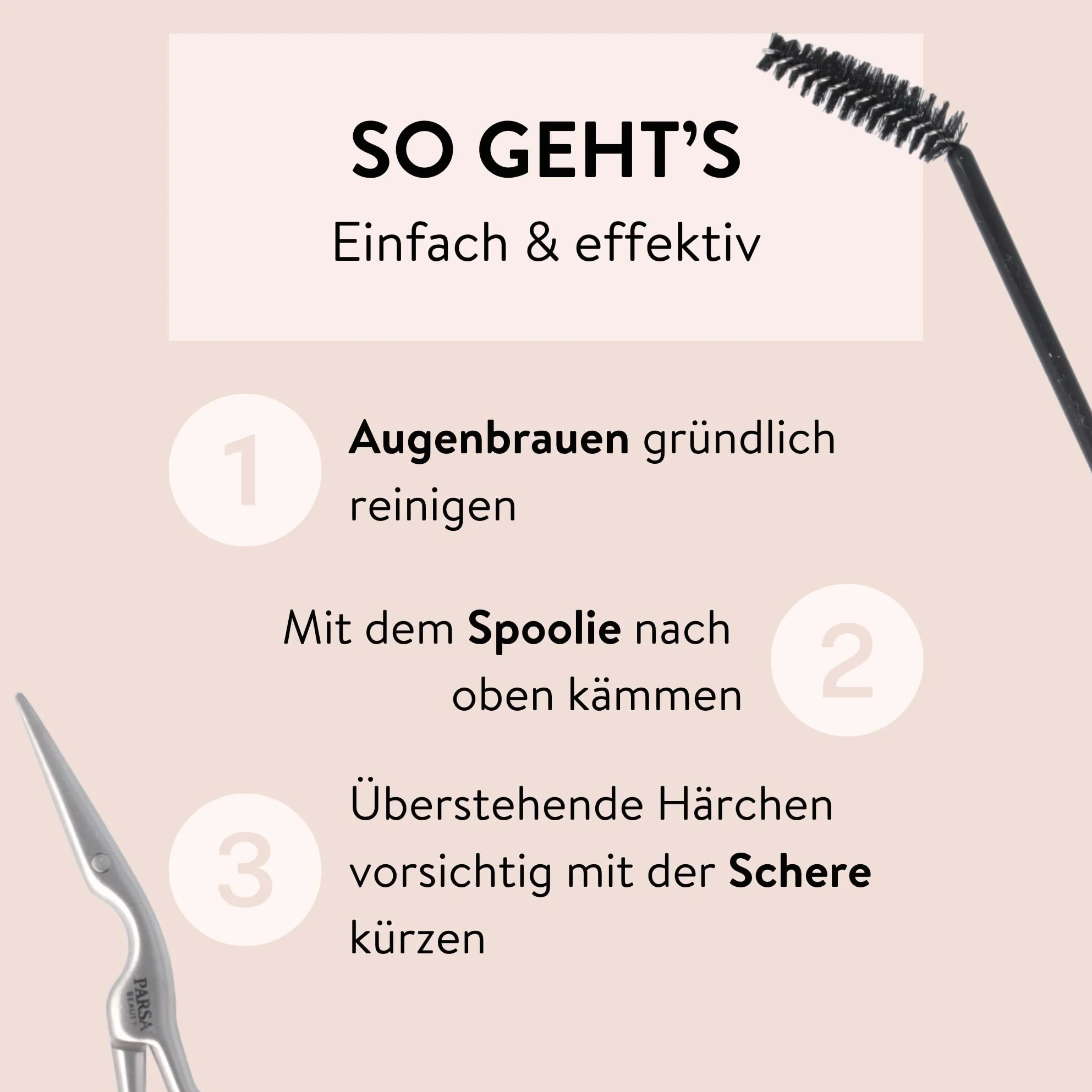 PARSA Beauty Nożyczki do brwi z zestawem szpuli