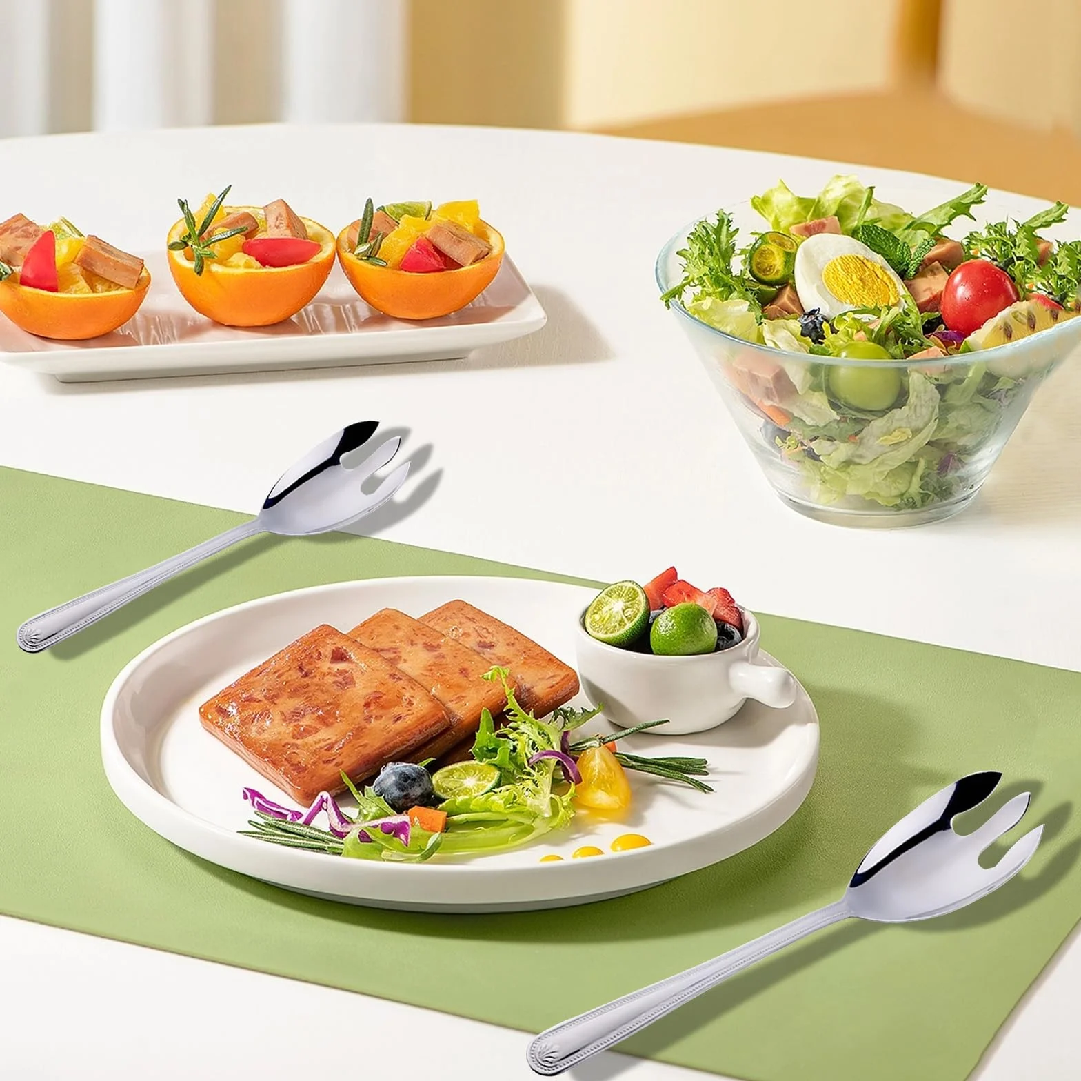 Sztućce do sałatek ze stali nierdzewnej 31 cm - 2 sztuki