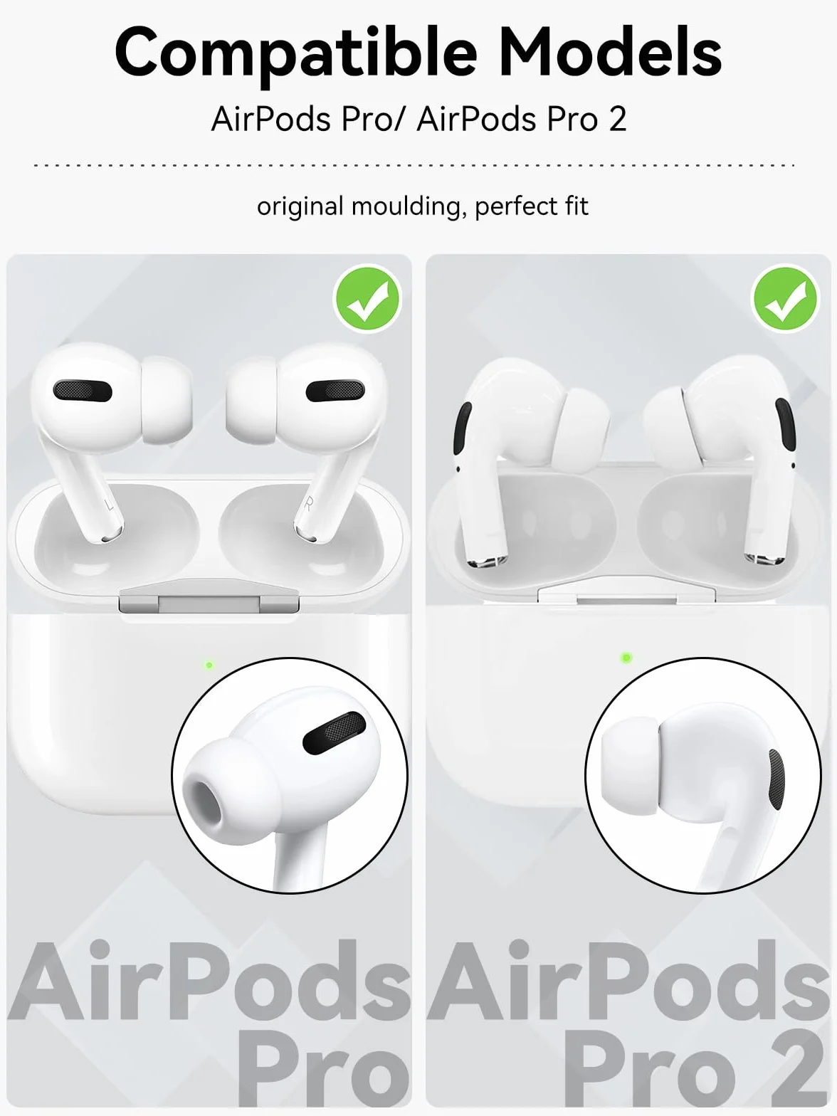 aceyoon 4-częściowe wymienne końcówki douszne do Airpods Pro, silikonowe końcówki douszne do AirPods Pro 2 z otworem redukującym hałas, antypoślizgowe końcówki douszne do AirPods Pro/AirPods Pro 2