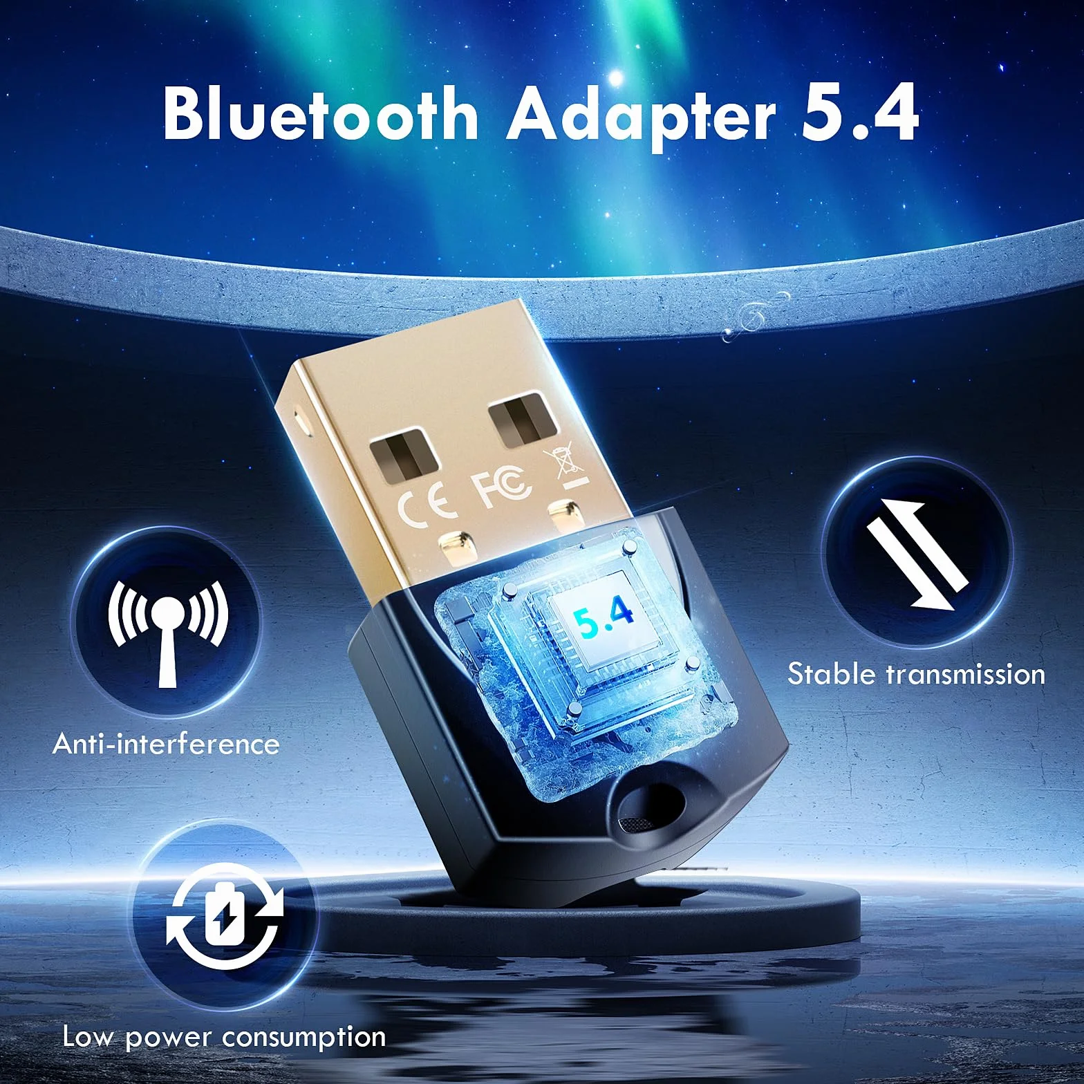 Adapter Bluetooth PC, Dongle do Myszy, Klawiatury, Słuchawek, Telefonu, Adapter USB do Windows 11/10/8.1/7 (A)