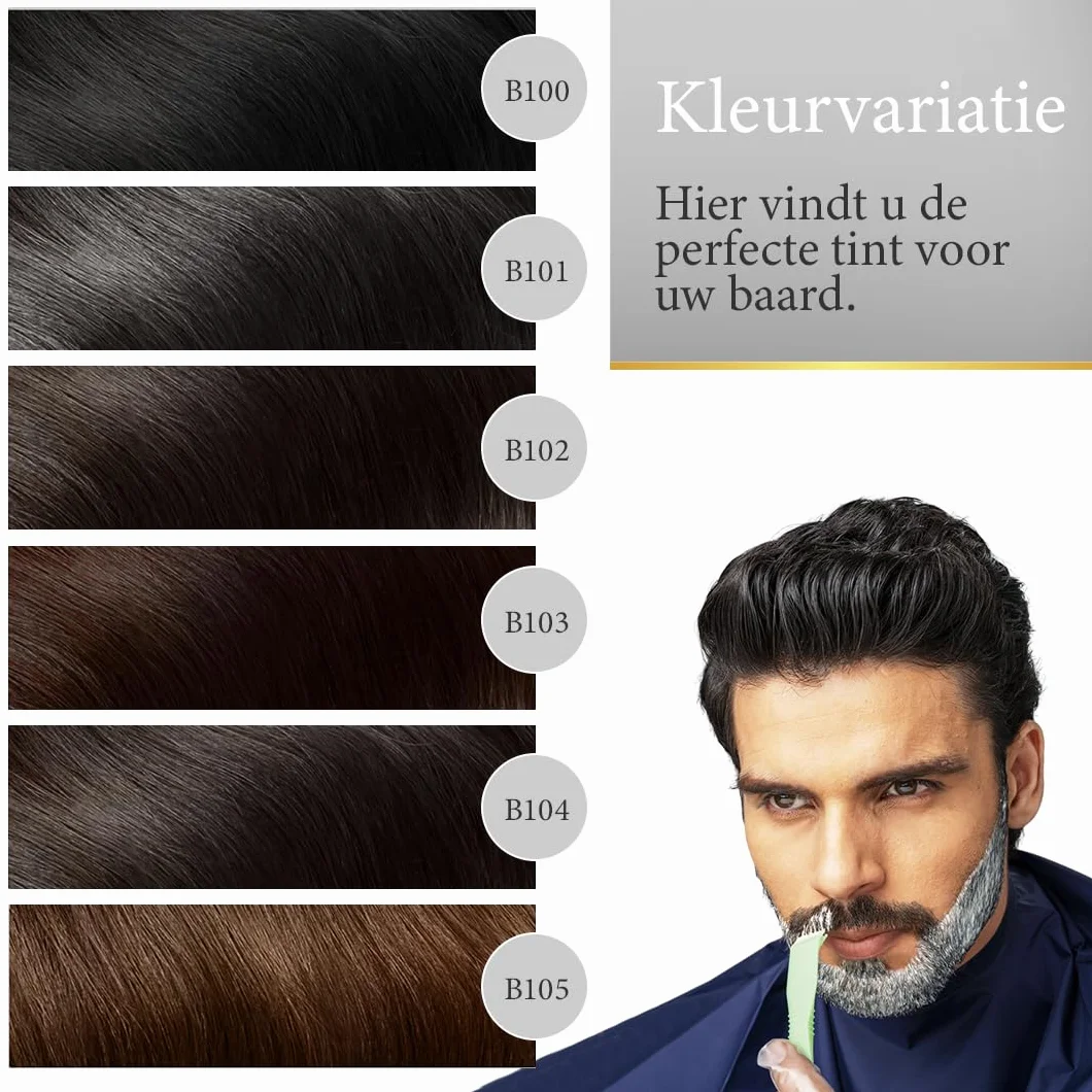 Bigen Beard Colour for Men, nie rozmazuje się, zakrywa szarą brodę w 10 min, bez amoniaku – 100 True Black
