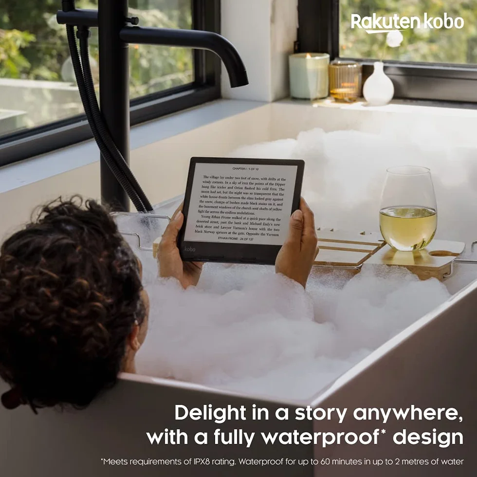 Kobo Sage | eReader | Przeciwodowy ekran dotykowy 8 HD | Wodoodporna | Regulowana jasność i temperatura kolorów | Redukcja niebieskiego światła | Bluetooth | WiFi | pamięć 32GB, Czarny