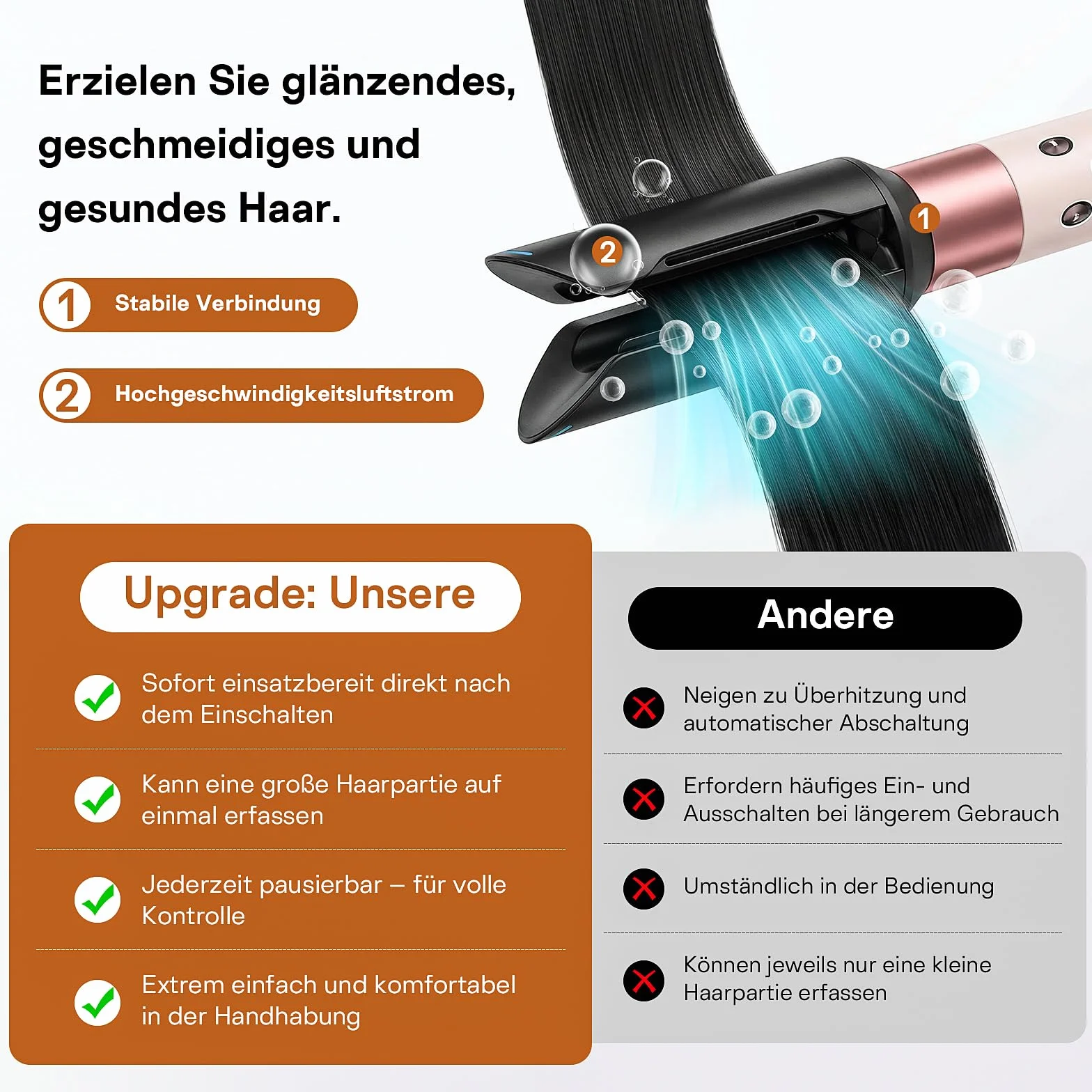 Dysza wygładzająca nasadka do Dyson Airwrap, wygładza wilgotne, kręcone włosy dla uzyskania gładkiego, błyszczącego efektu i przy tym redukuje puszenie się. Kompatybilny z modelami HS01, HS05 i HS08